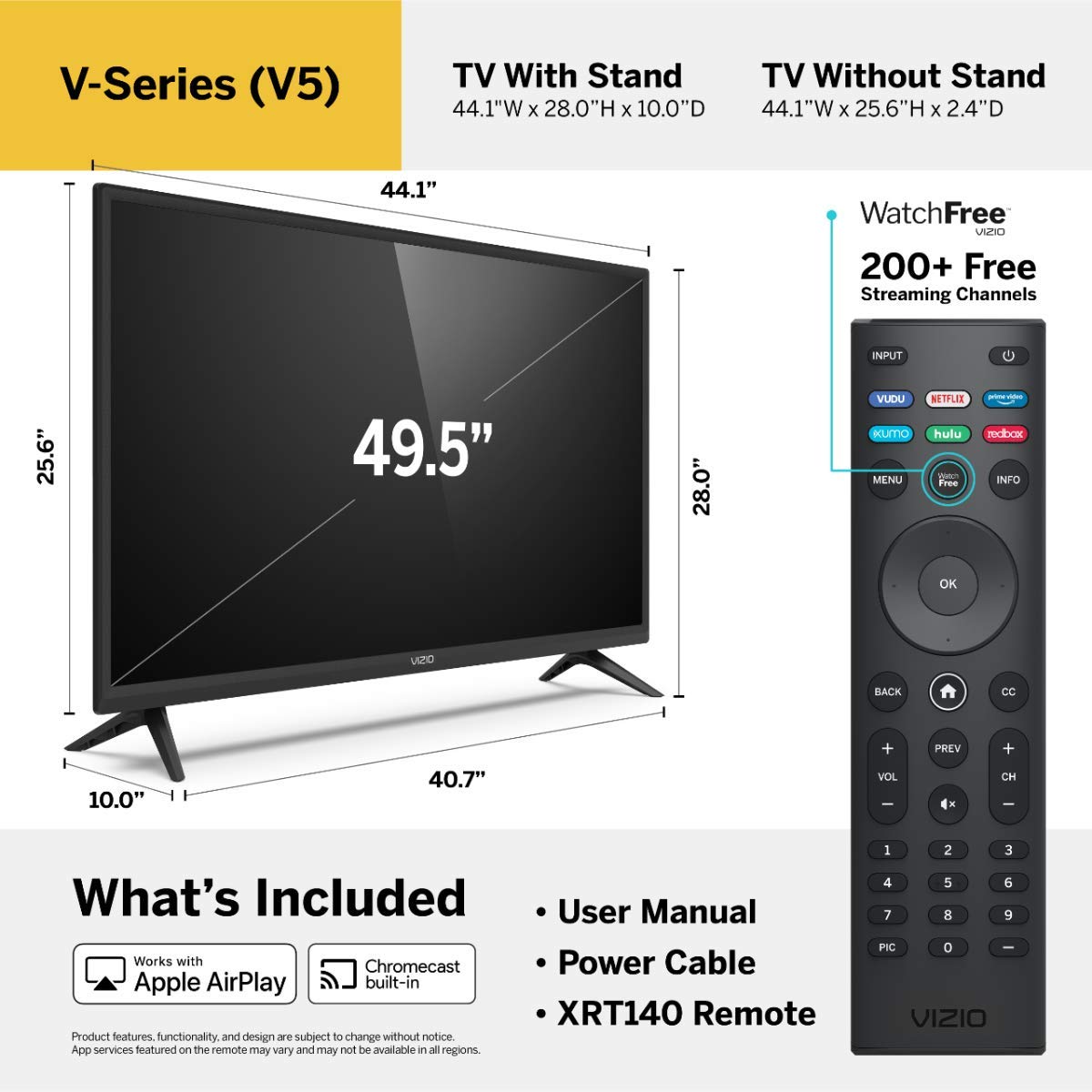 Vizio 50 Inch 4K Smart Tv, V Series Uhd Led Hdr Television With Apple Airplay And Chromecast Built In