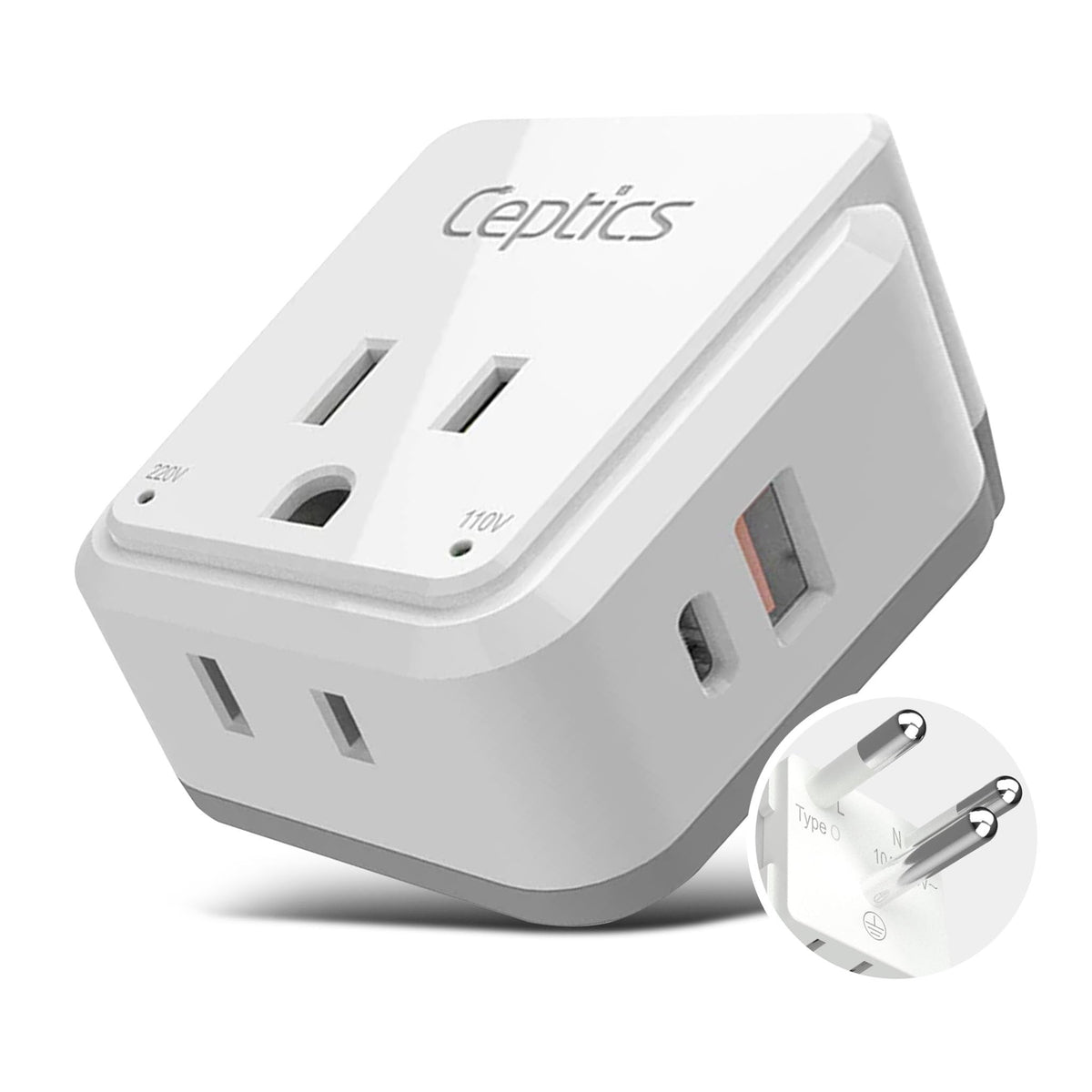 Ceptics Thailand Travel Adapter Set, Pak Kit 20W Pd & Qc, Type O 3.1A 4 ...