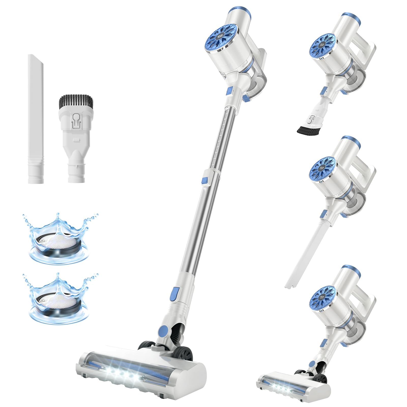 VIPSUN Cordless Vacuum Cleaner with SelfStanding, LED Screen Stick Vacuum Cleaners for Home, Lightweight Powerful Suction Vacuu
