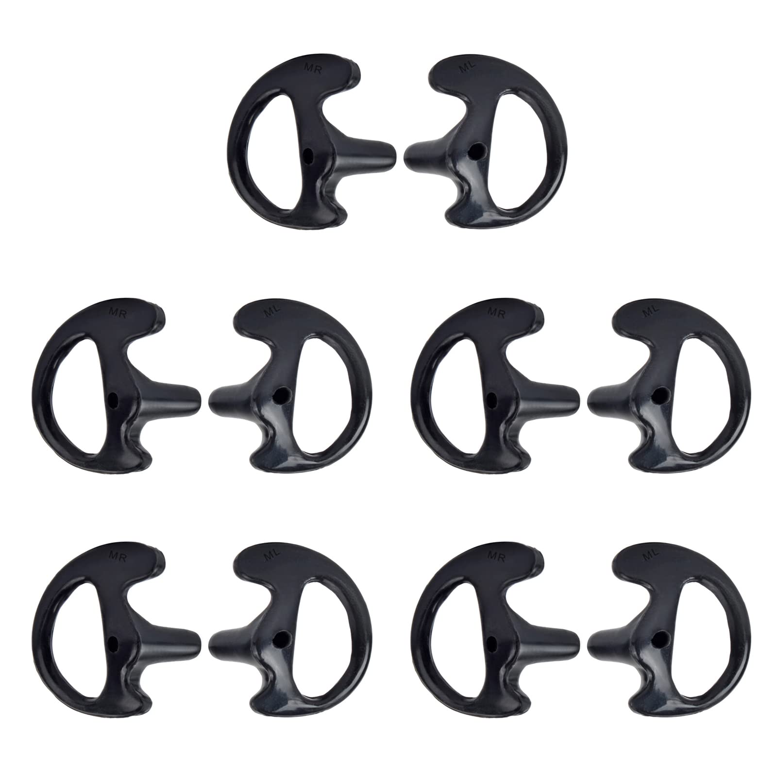 Hys 5 Pairs Black Medium Soft Silicone Ear Buds Flexible Ear Insert Earmold Replacement Acoustic Tube Security Ear Pieces/Ear Tips For Two Way Radio Coil Tube Earpiece For Law Enforcement