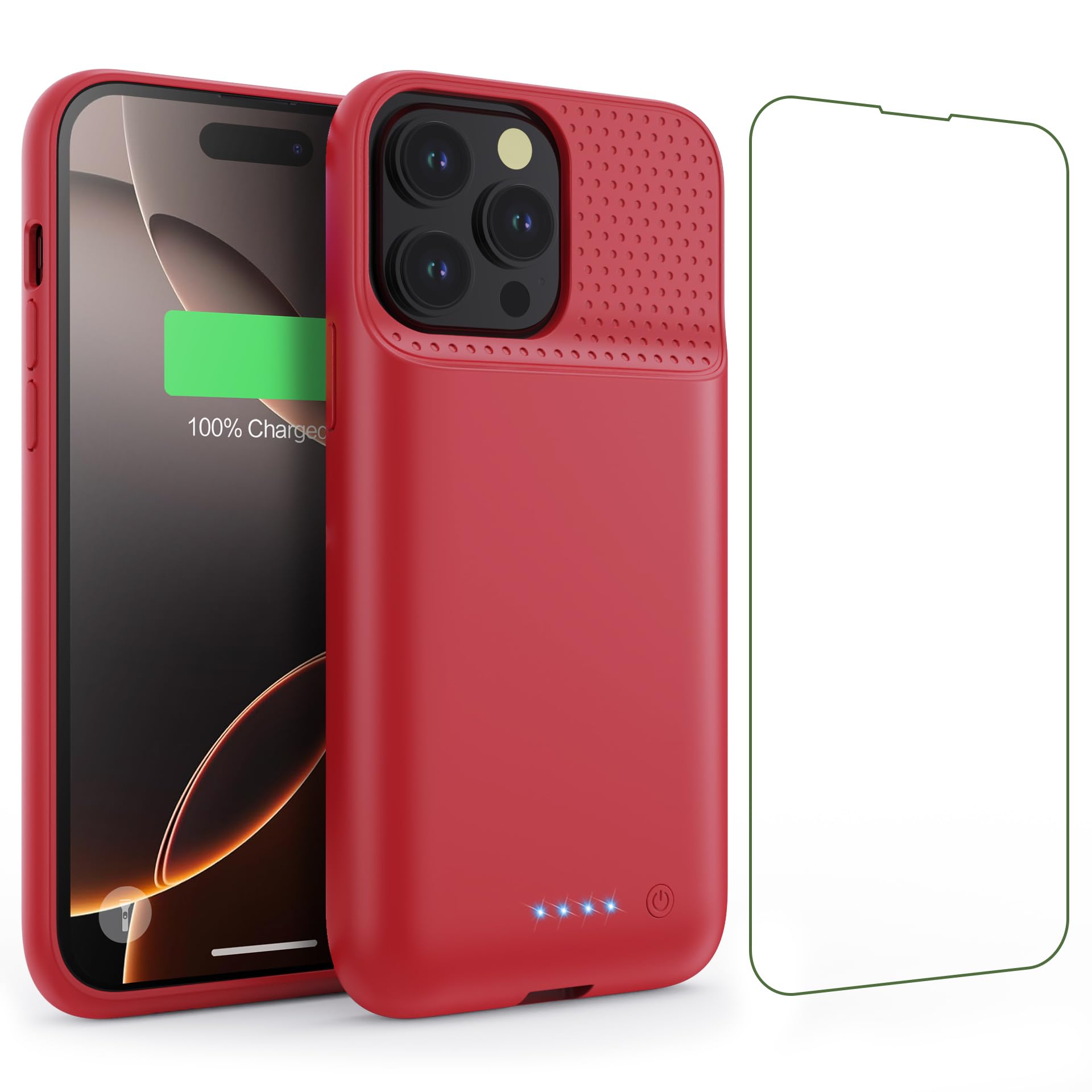 Feob Battery Case for iPhone 16 Pro Max,Ultra-Slim 8600mAh Portable Charger Cover 360Protection Rechargeable Extended Battery Ch