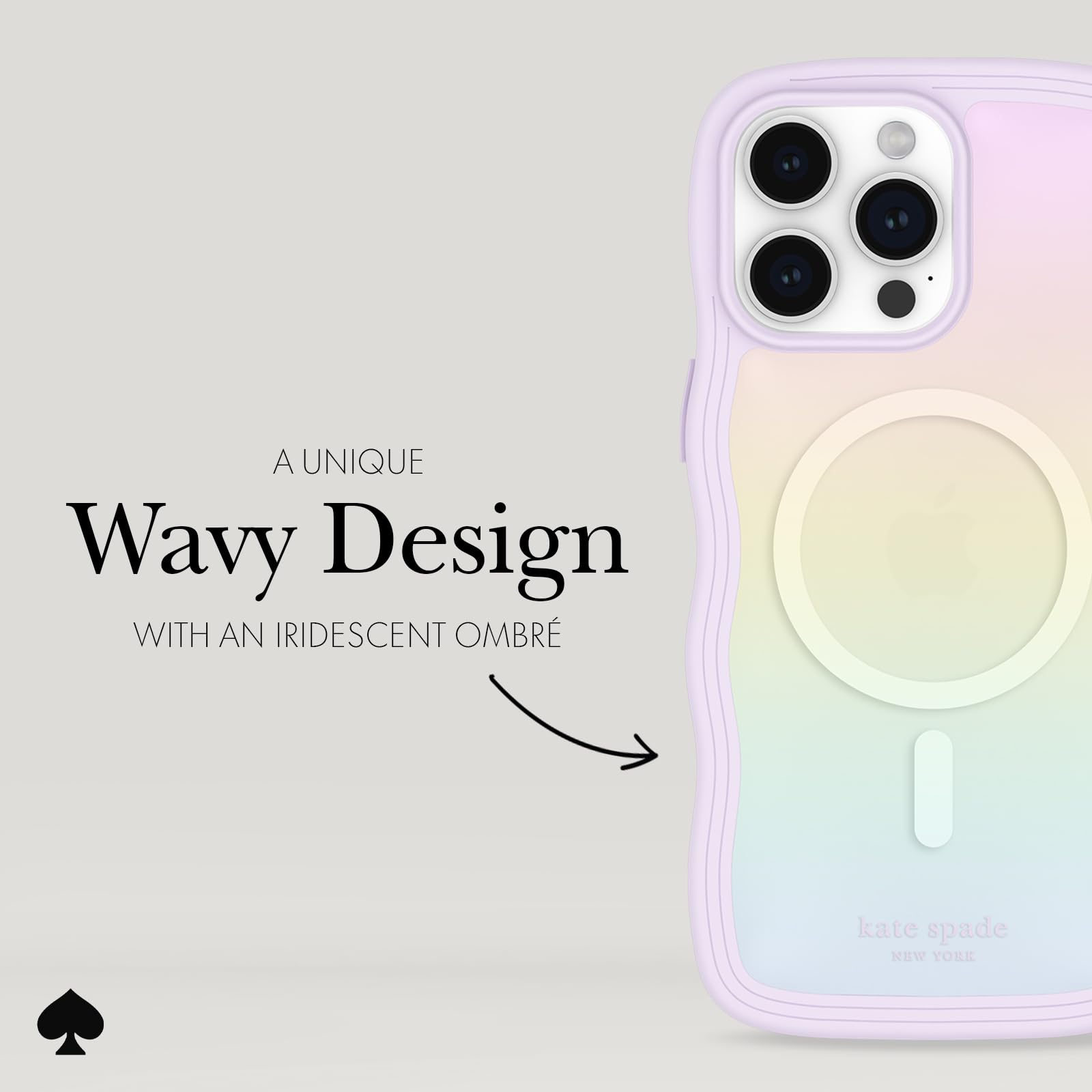 Kate Spade New York Iphone 15 Pro Max Case   Compatible With Magsafe Phone Cover   Wavy Iridescent