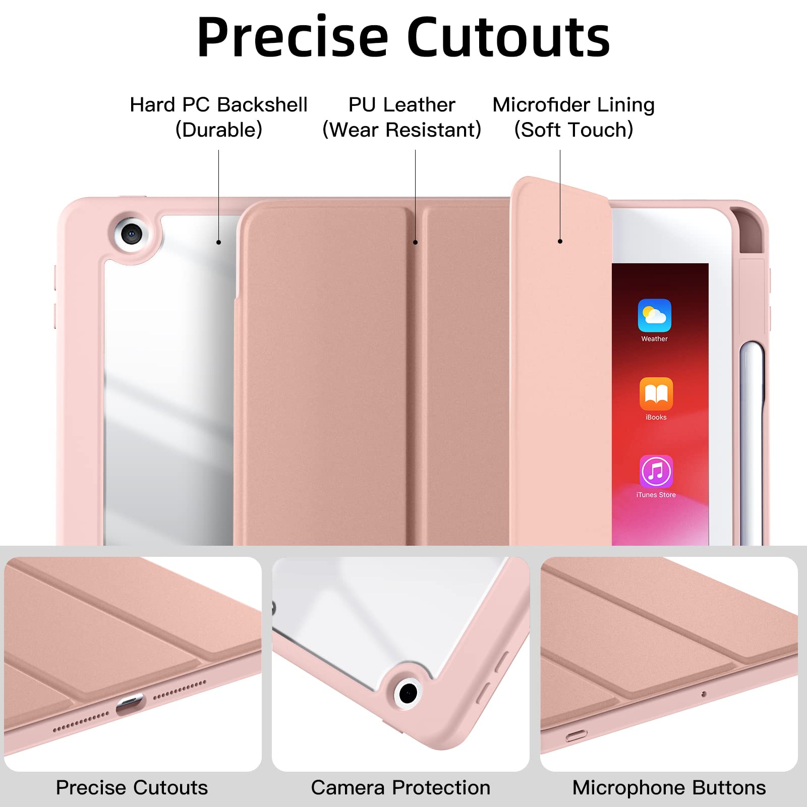 Wenlaty Case Compatible With Ipad 9Th /8Th /7Th Generation Case(2021/2020/2019), Full Body Protective With Pencil Holder, Clear