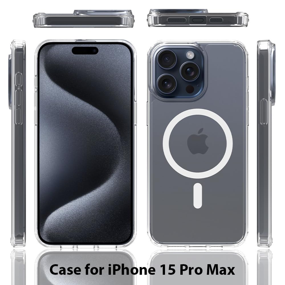 Pinlisheng Magnetic For Iphone 15 Pro Max Case,Compatible With Magsafe,Shockproof Anti Scratch Clear Thin Slim Phone Case.Clear