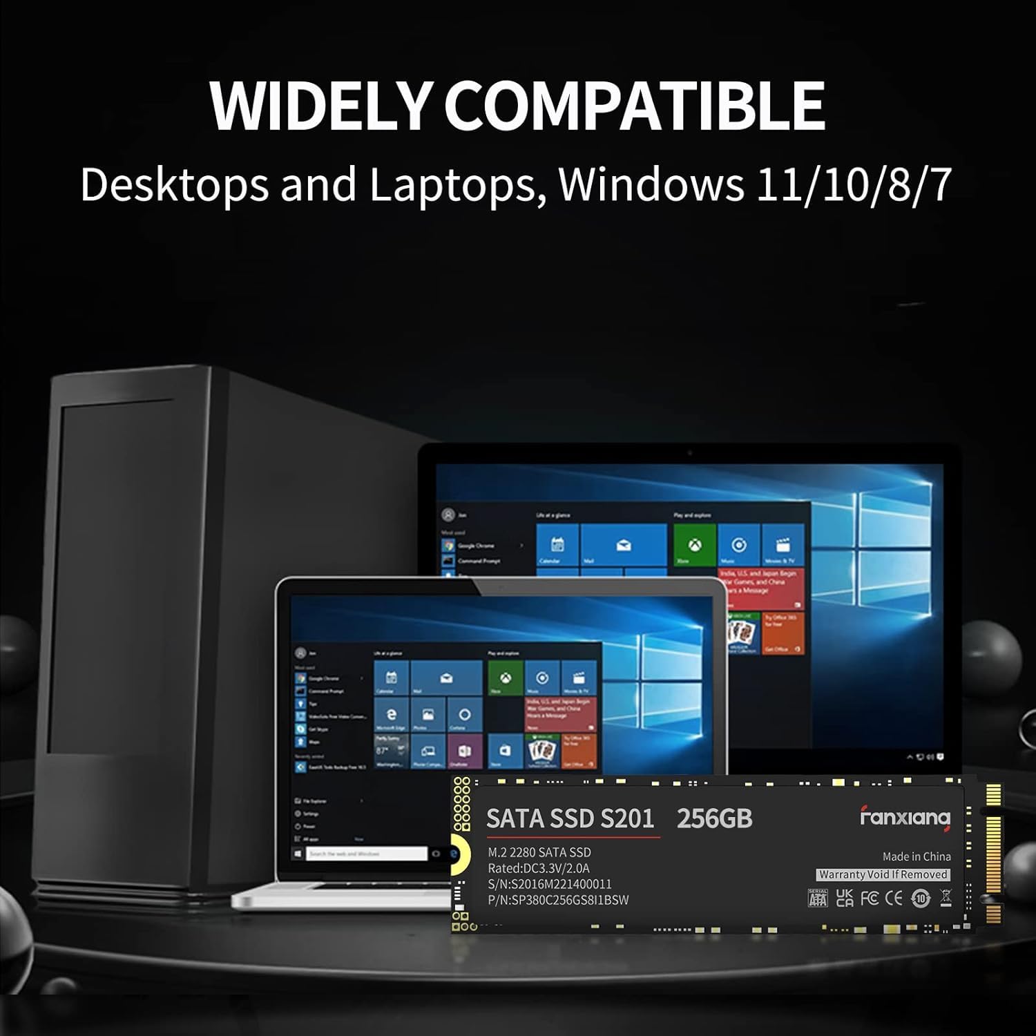 Fanxiang S201 256Gb M.2 Ssd 2280 Sata Iii 6Gb/S Internal Solid State Drive, Slc Cache For Speed Boost, Read Speed Up To 550Mb/Se