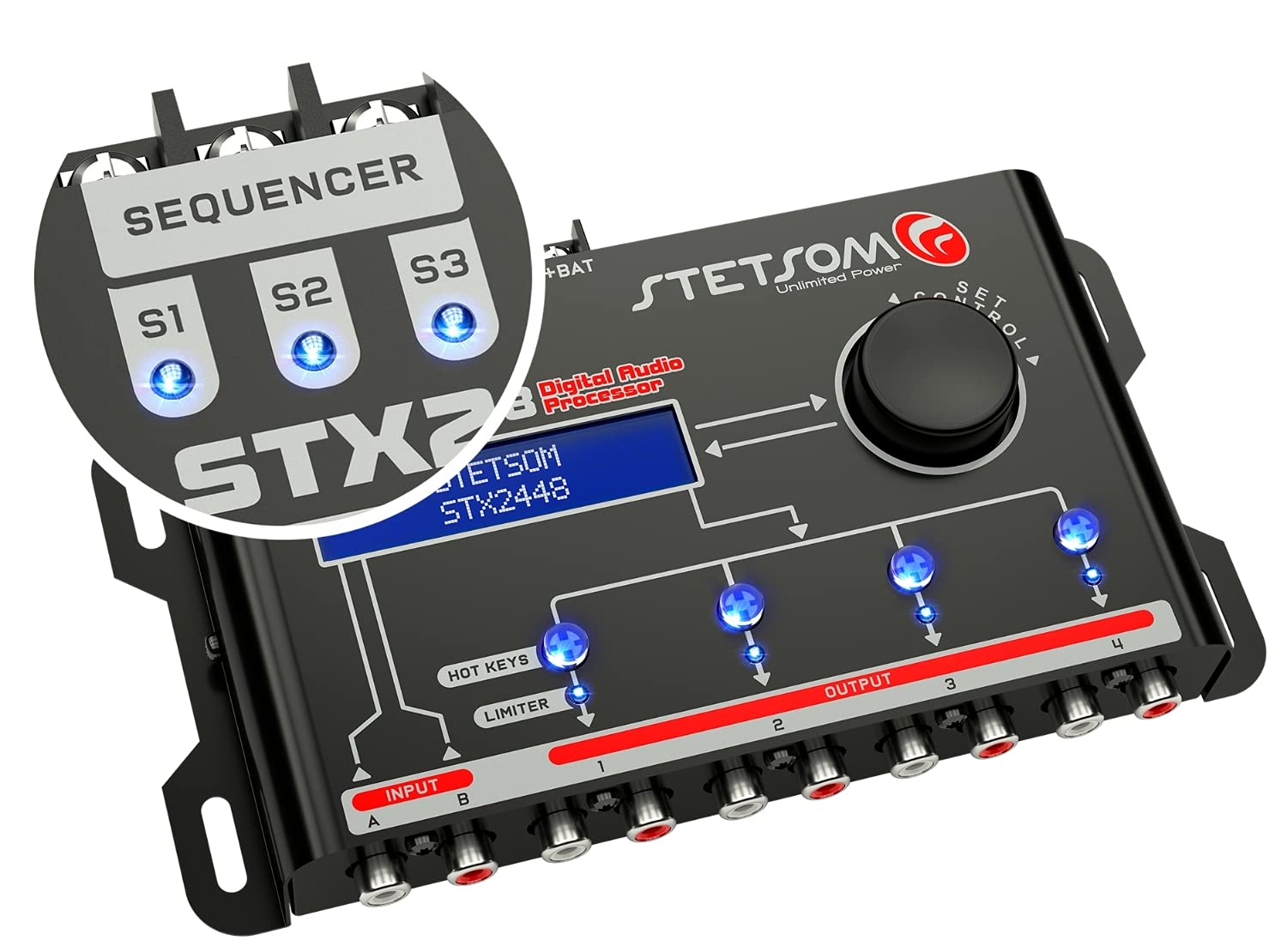 Stetsom Stx 2448 Dsp Crossover & Equalizer 4 Channel Full Digital Signal Processor (Sequencer) 2.4 Remote Relay