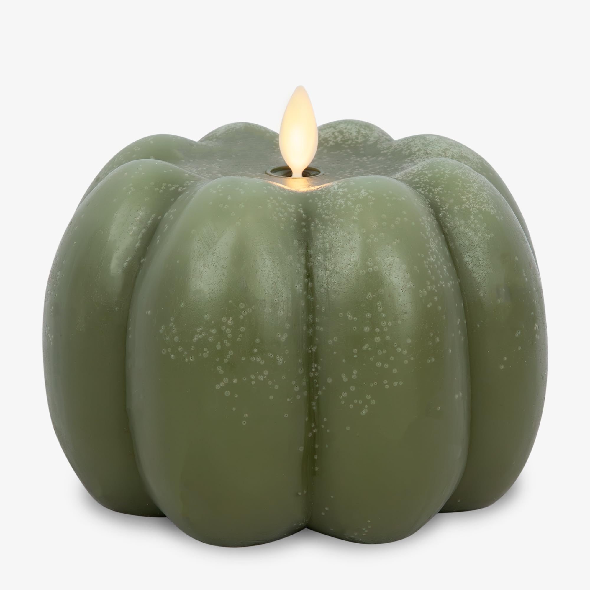 Luminara Pumpkin Figural Flameless Flickering Moving Flame Led Candle (5.5'' X 4.25''), Chalky Finish Real Unscented Wax, Time F
