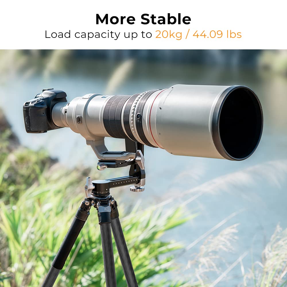 K&F Concept Upgraded Gimbal Tripod Head, Exclusive Lubricant, All Cnc Aluminum Alloy Gimbal Head, Precise Horizontal And Vertica