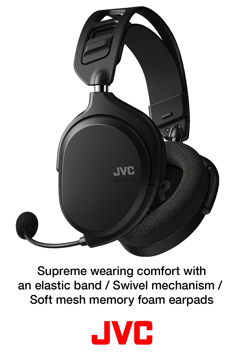 Jvc Ultralight Gaming Headset For Superior Comfort, 2.4Ghz Wireless Connection (Low Latency 40Ms), 40Mm Driver Unit, Detachable