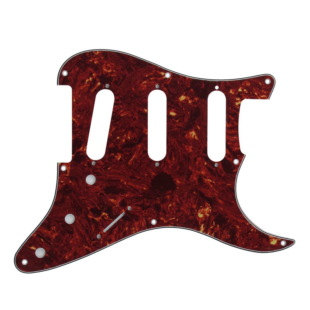 Fleor Sss 8 Hole St Pickguard Guitar Backplate Tremolo Cavity Cover With Screw For Vintage St Style Guitar Parts, 4Ply Red Torto