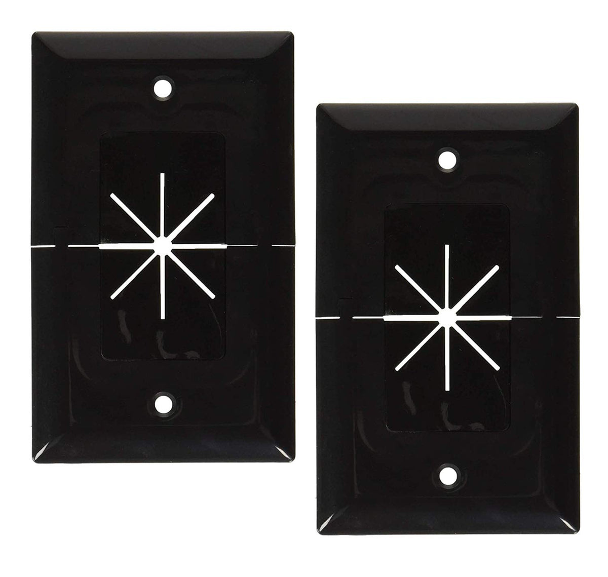 DataComm Electronics 45-0017-BK-2 (2 Pack) Split Style TV Plate with Flexible AV/HDMI Cable Pass-Through - Black