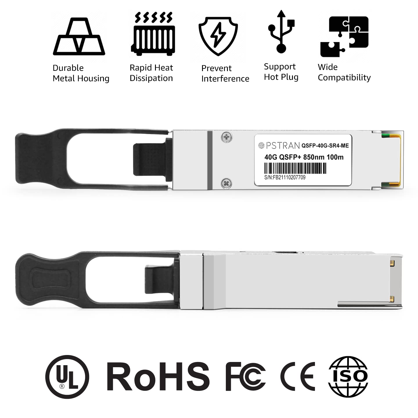 Opstran 40Gbase-Sr4 Qsfp+ Optical Transceiver Module Compatible With Mellanox Mc2210411-Sr4L Mc2210411-Sr4 40G Qsfp+ Sr4 850Nm 1