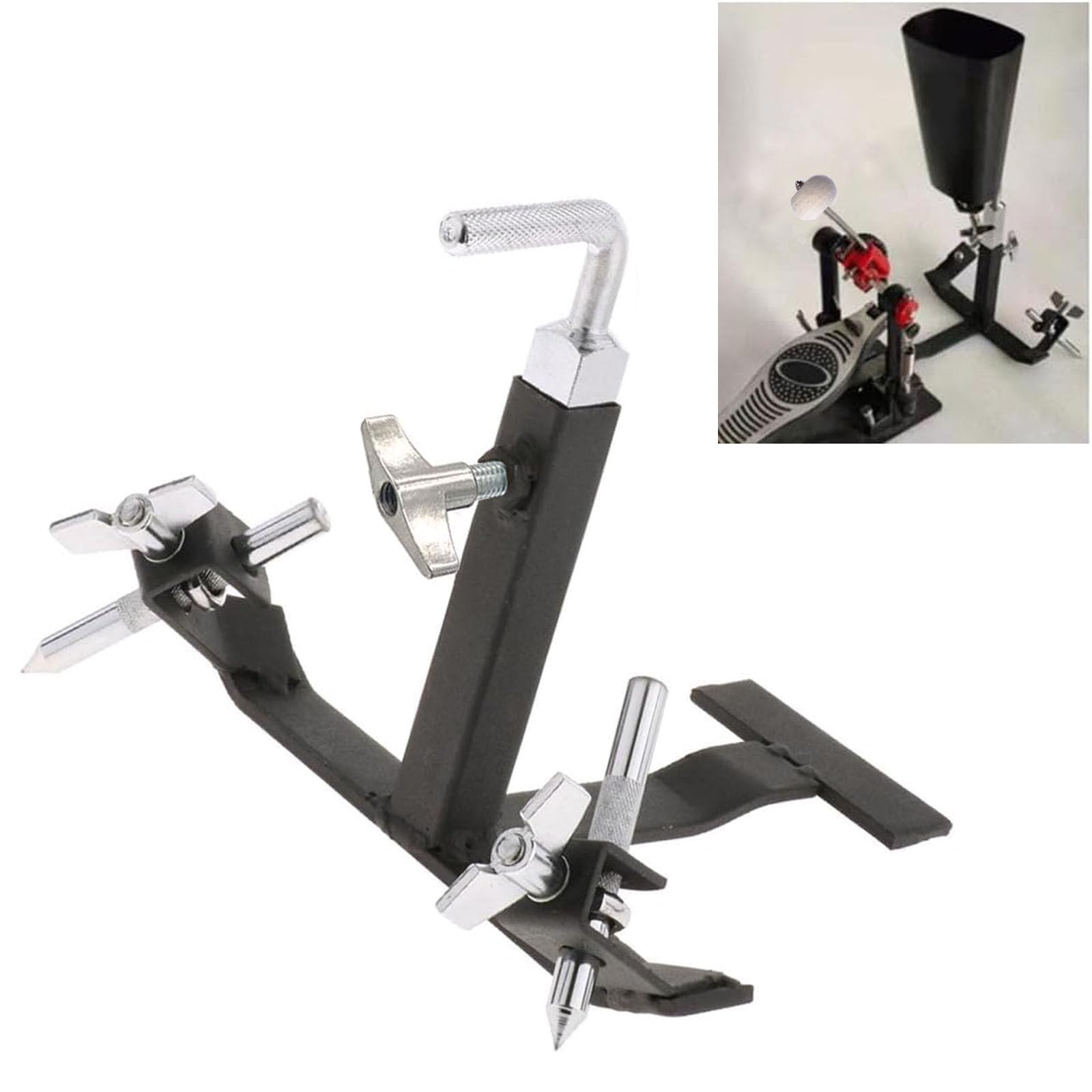 Tuoren Cowbell Foot Pedal Mounting Bracket Percussion Cowbell Pedal Mount Holder For Bass Drum Pedals, Cowbell Clamp Bracket For