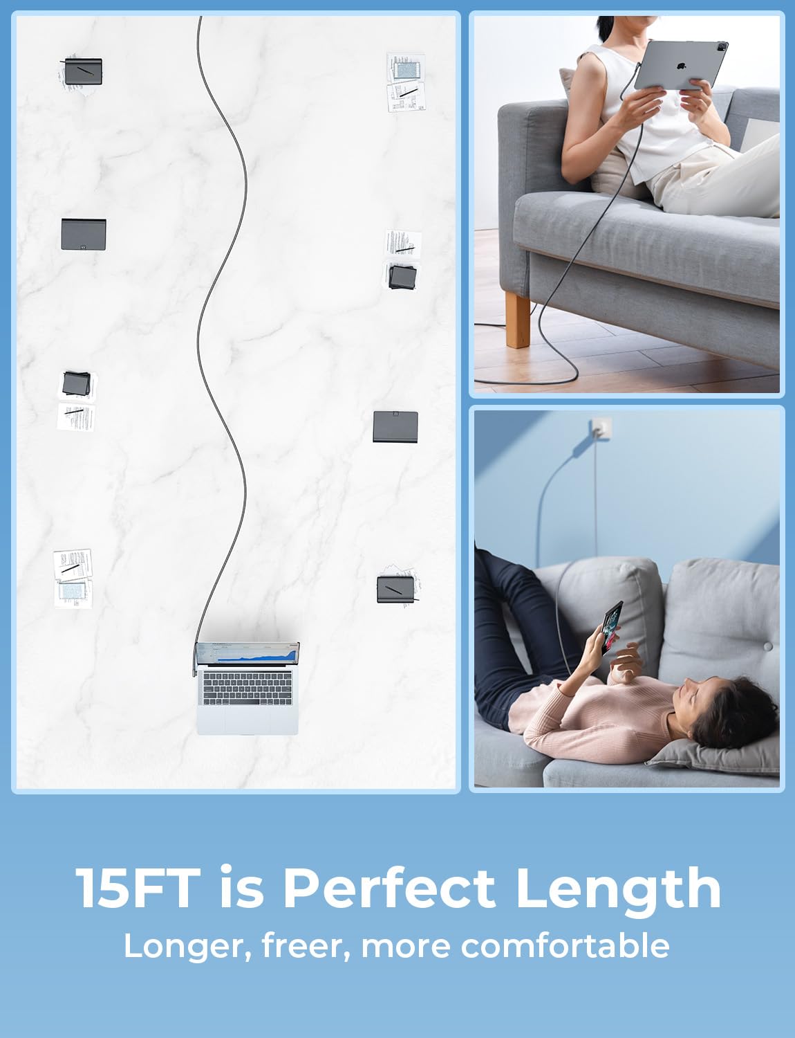 Ainope 240W Usb C To Usb C Cable Fast Charging 15Ft,Right Angle Fast Type C Charging Cable Fits Iphone 16 Pro Max Plus,Iphone 15