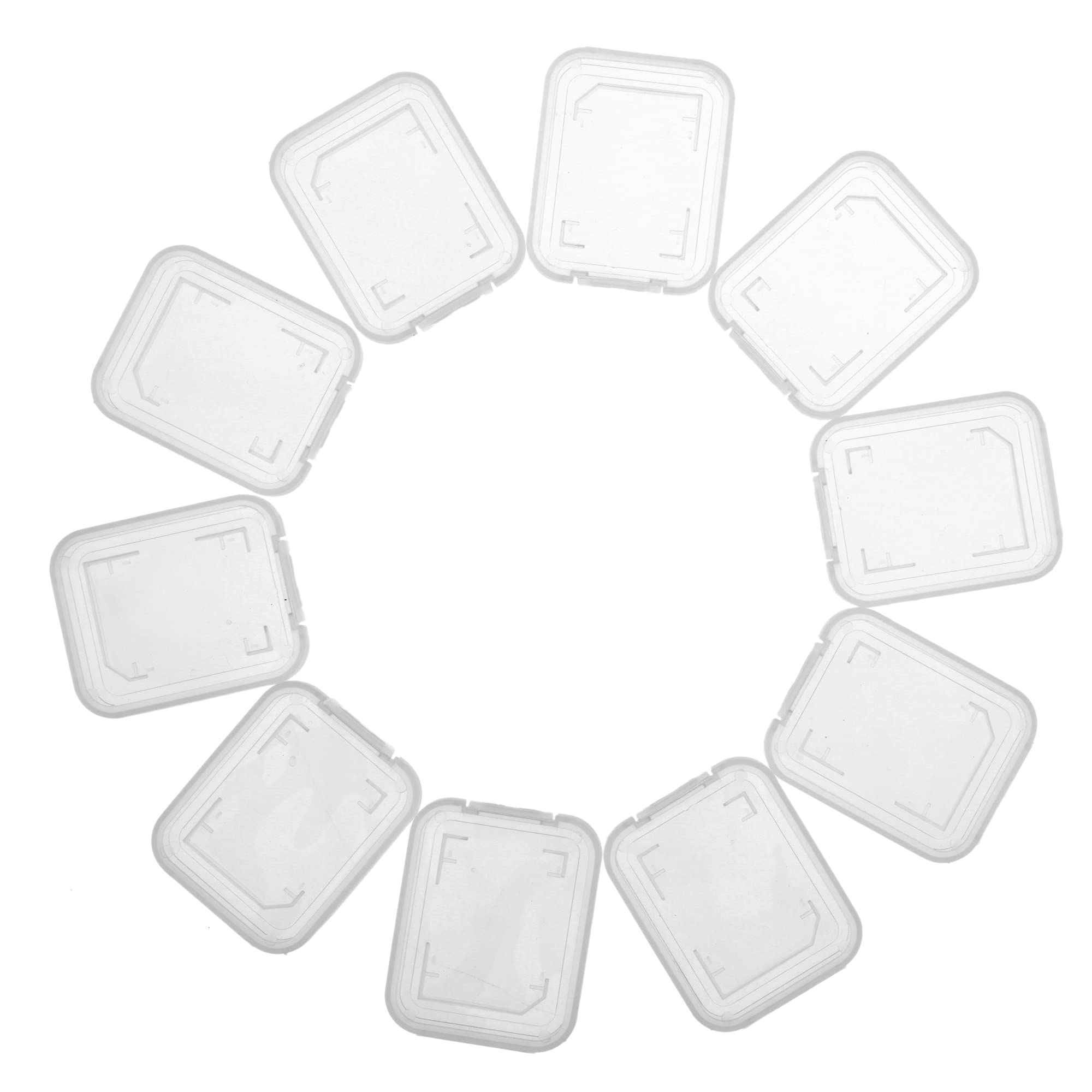 Utenew Transparent Standard Sd Sdhc Memory Card Case Holder Box Storage Boxes (Pack Of 10)