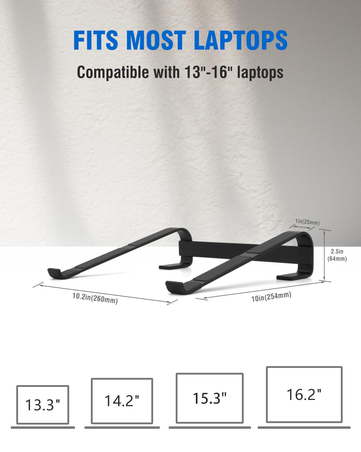 Kyqee Laptop Stand For Desk, Ergonomic Aluminum Laptop Riser, Sturdy Macbook Stand, Computer Stand Compatible With 12 13.3 14.2