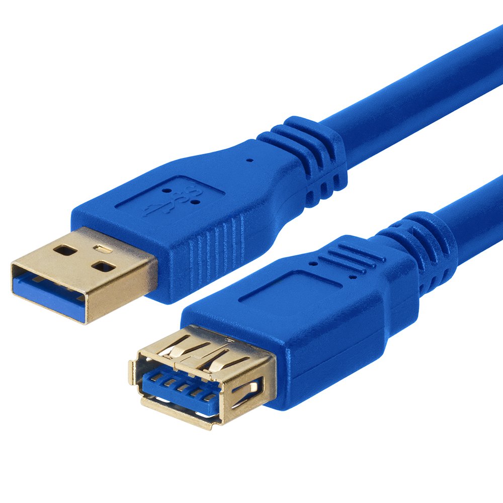 Cmple - Usb 3.0 A Male To A Female Extension Gold Plated Cable - 10Ft (Blue)