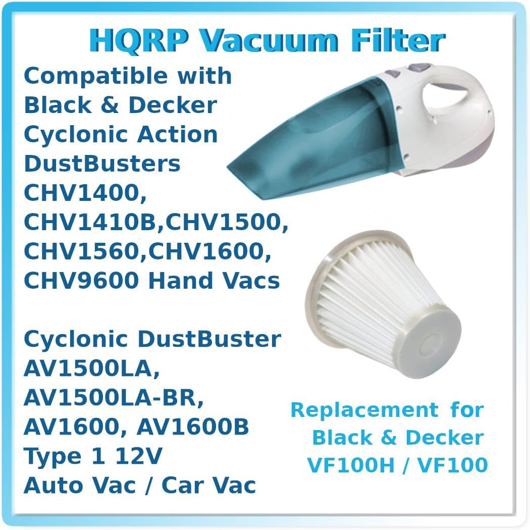 Hqrp 2 Pack Filter Compatible With Black & Decker Cyclonic Action Dustbuster Chv1400 Chv1600 Chv9600 Chv1500 Chv1560 Hand Vac; P