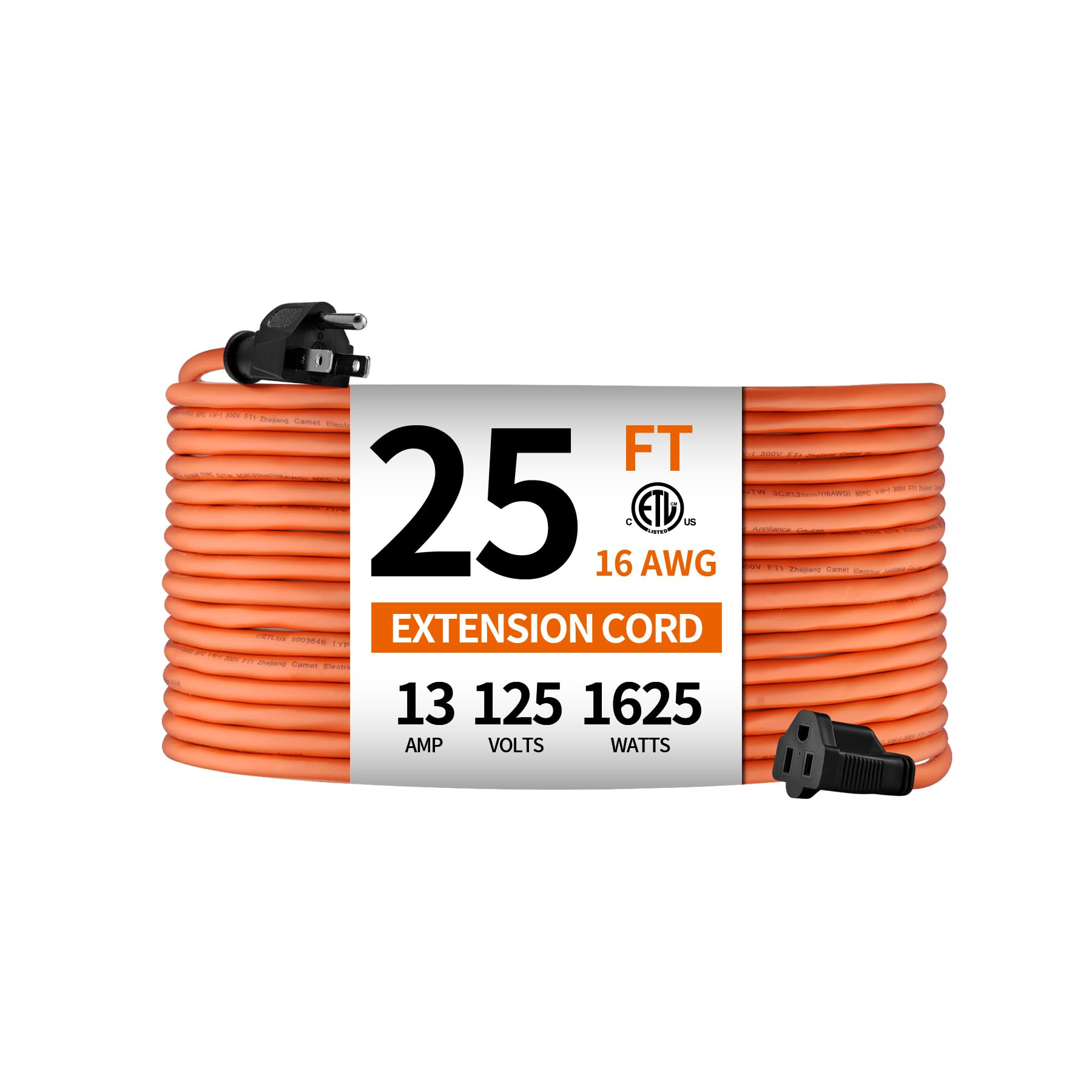 Ktmc 25Ft 16Awg Outdoor Extension Cord, Indoor/Outdoor 25 Foot Sjtw 16/3 Gauge Extension Cable With Durable Weatherproof Pvc Vin