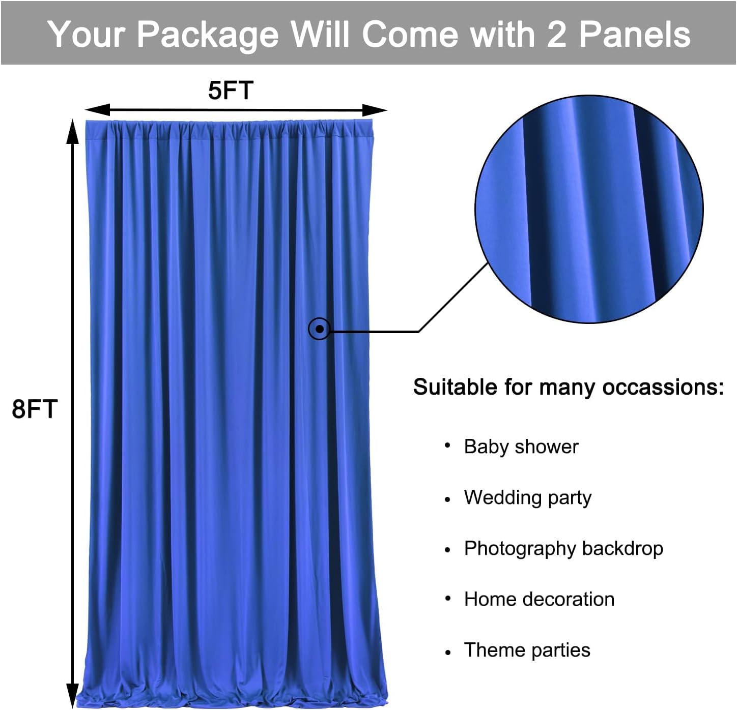 Wrinkle Free 10X8 Ft Royal Blue Backdrop Curtains For Parties, Polyester Backdrop Drapes Soft Back Drop For Birthday Wedding Pho