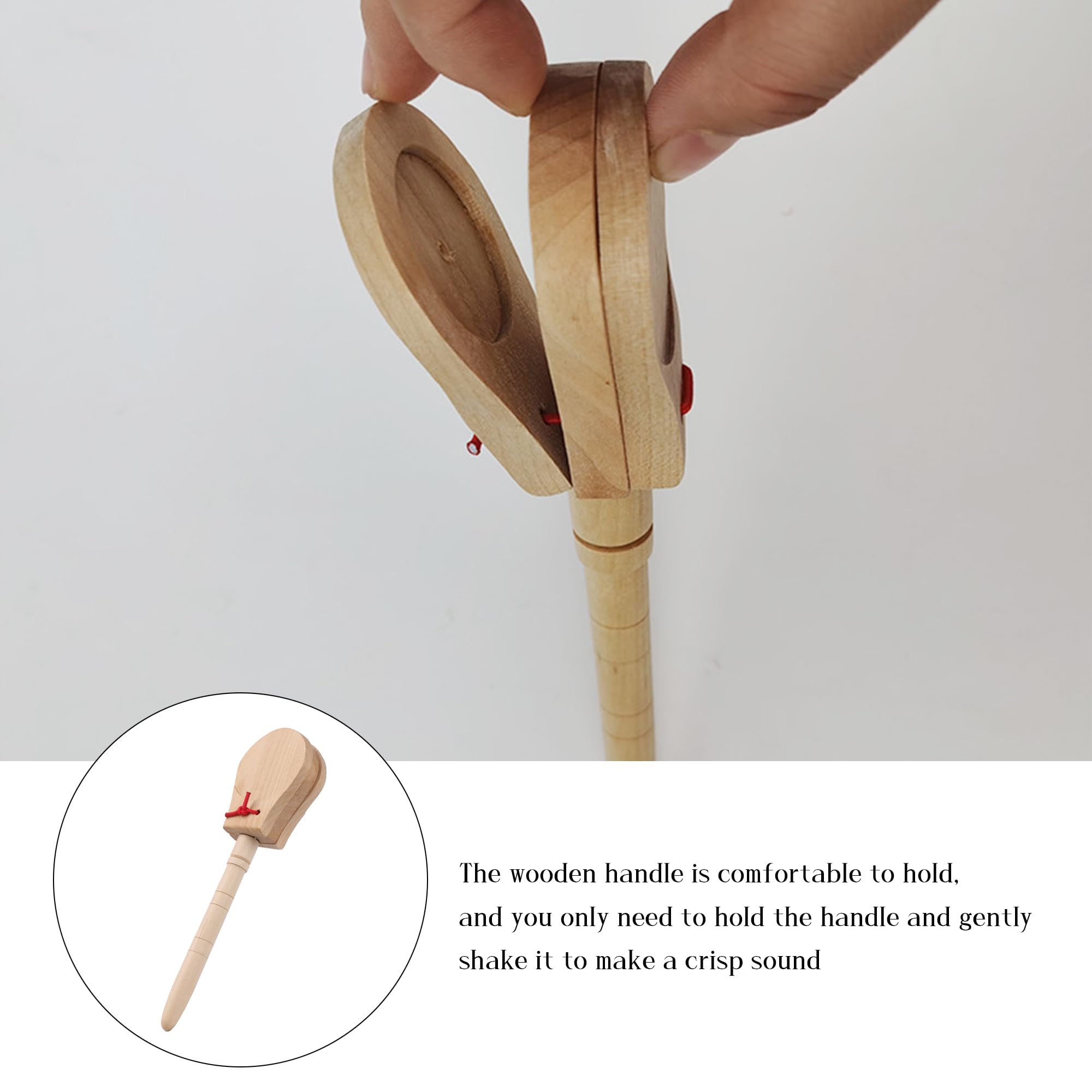 Bqlzr Wooden Castanet Clapper W/Handle For Musical Percussion Musical Instruments Pack Of 2 8.46X2.01X0.91 (Lxwxt)