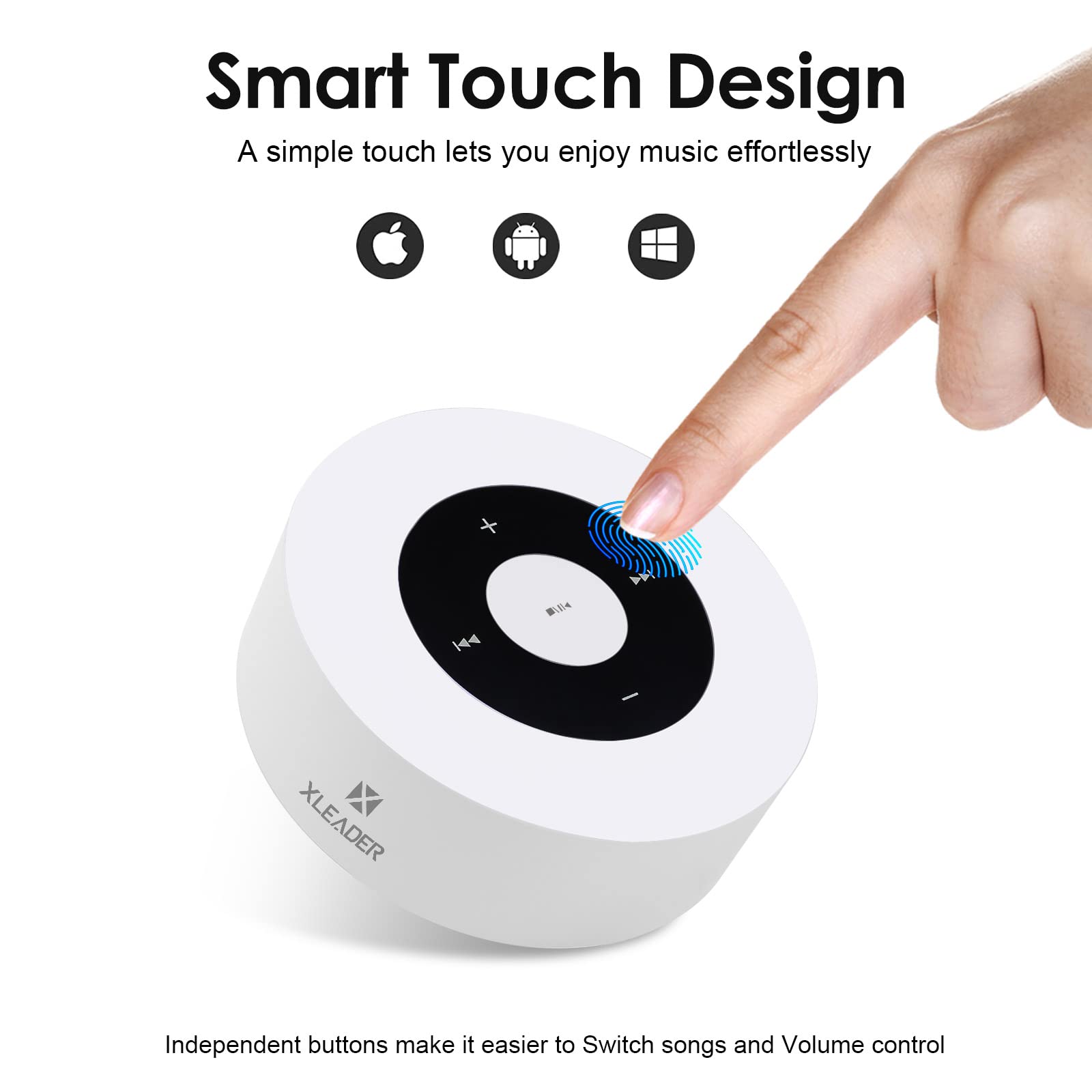 Xleader Soundangel A8 Bluetooth Speaker, White, 15H Music Playtime, Waterproof Case, 3.5Mm Audio Cable, Micro Usb Charging Cable