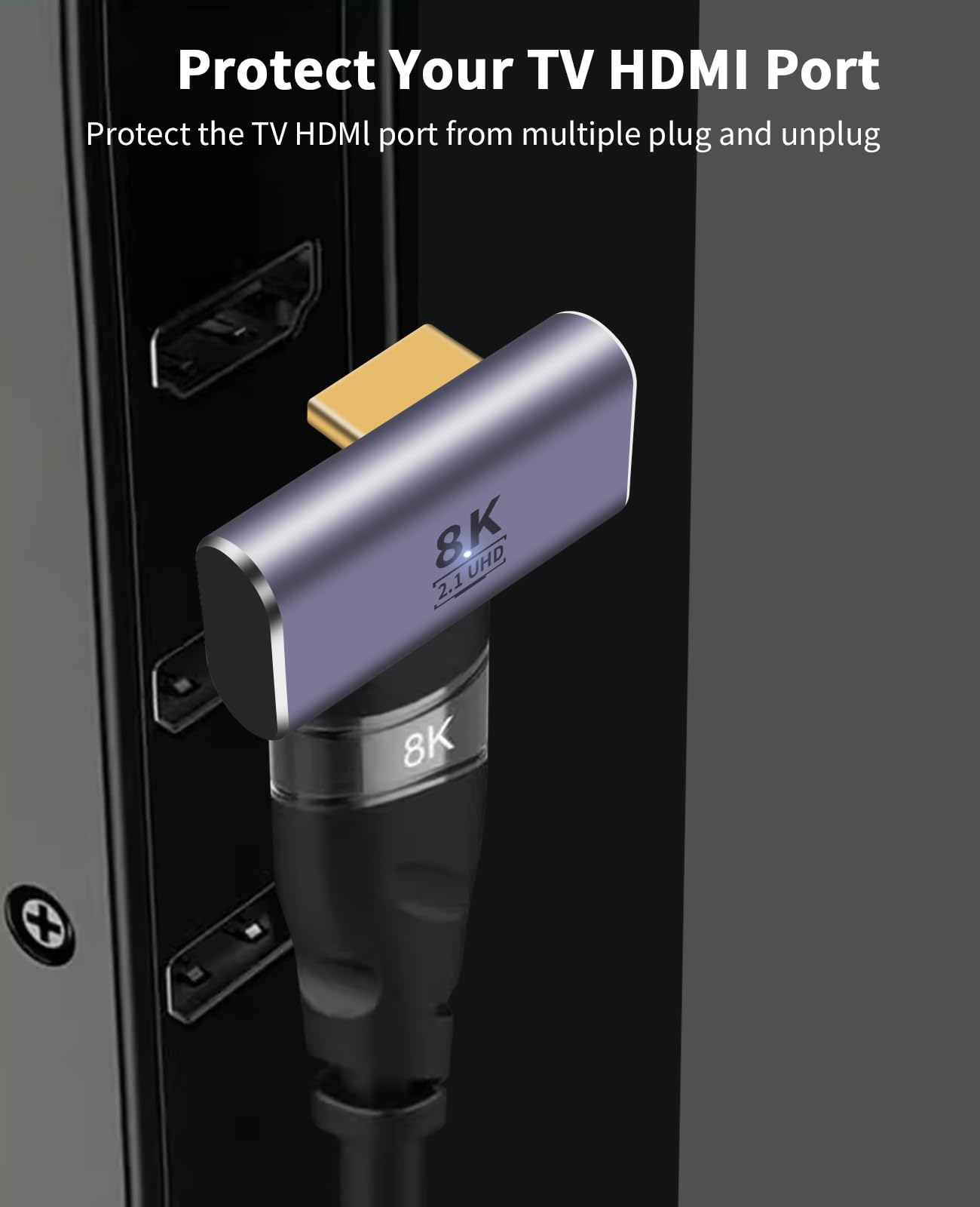 Poyiccot 8K Hdmi 90 Degree Adapter, Left And Right Angle Hdmi Adapter, 270 Degree And 90 Degree Hdmi Adapter, Hdmi Extender 48Gb