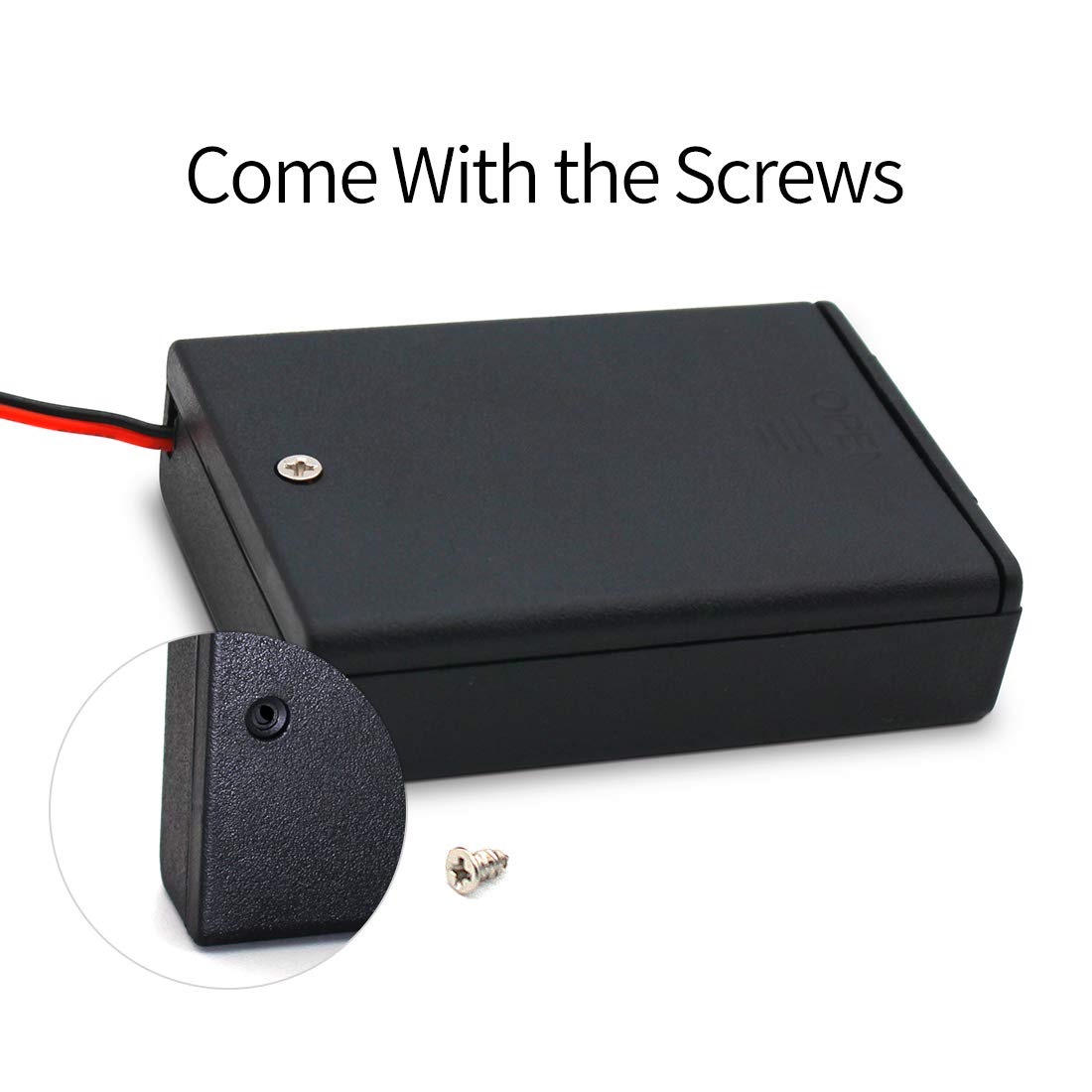 Olirexd 3 Aa Battery Holder With On/Off Switch Screw Cap And Wire Leads Storage Case Cover Cord Cable Clips Cell 4.5V Battery Bo