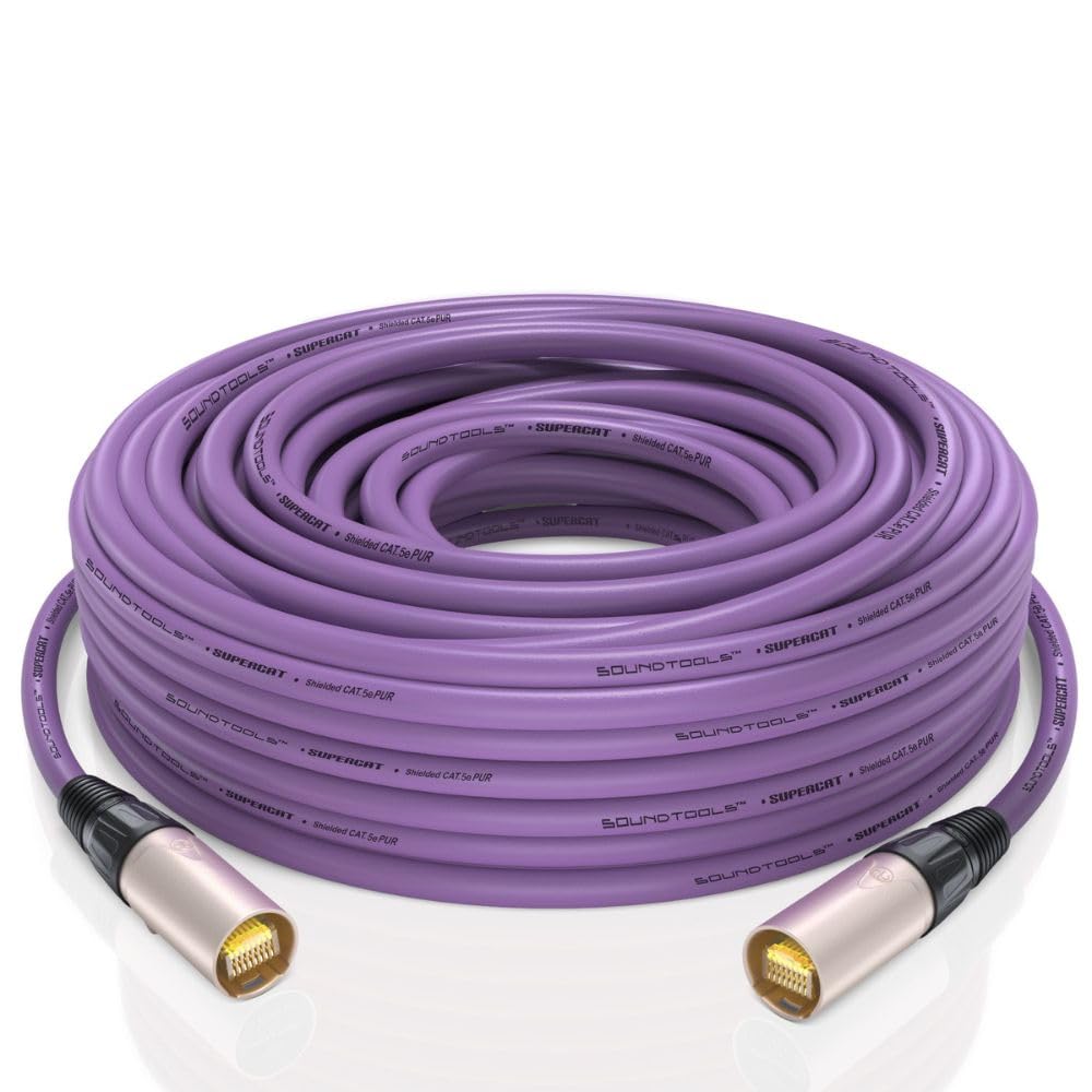 Sound Tools Supercat Professional Grade Shielded Cat5E Ethercon Cable, Flexible Polyurethane Jacket, Neutrik Connectors (200 Feet, Purple)