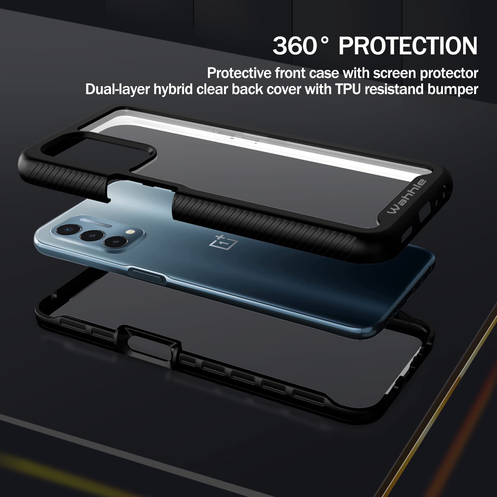 Wahhle Oneplus Nord N200 5G Case, Built In Screen Protector Full Body Shockproof Slim Fit Bumper Protective Phone Cover For 1+ N