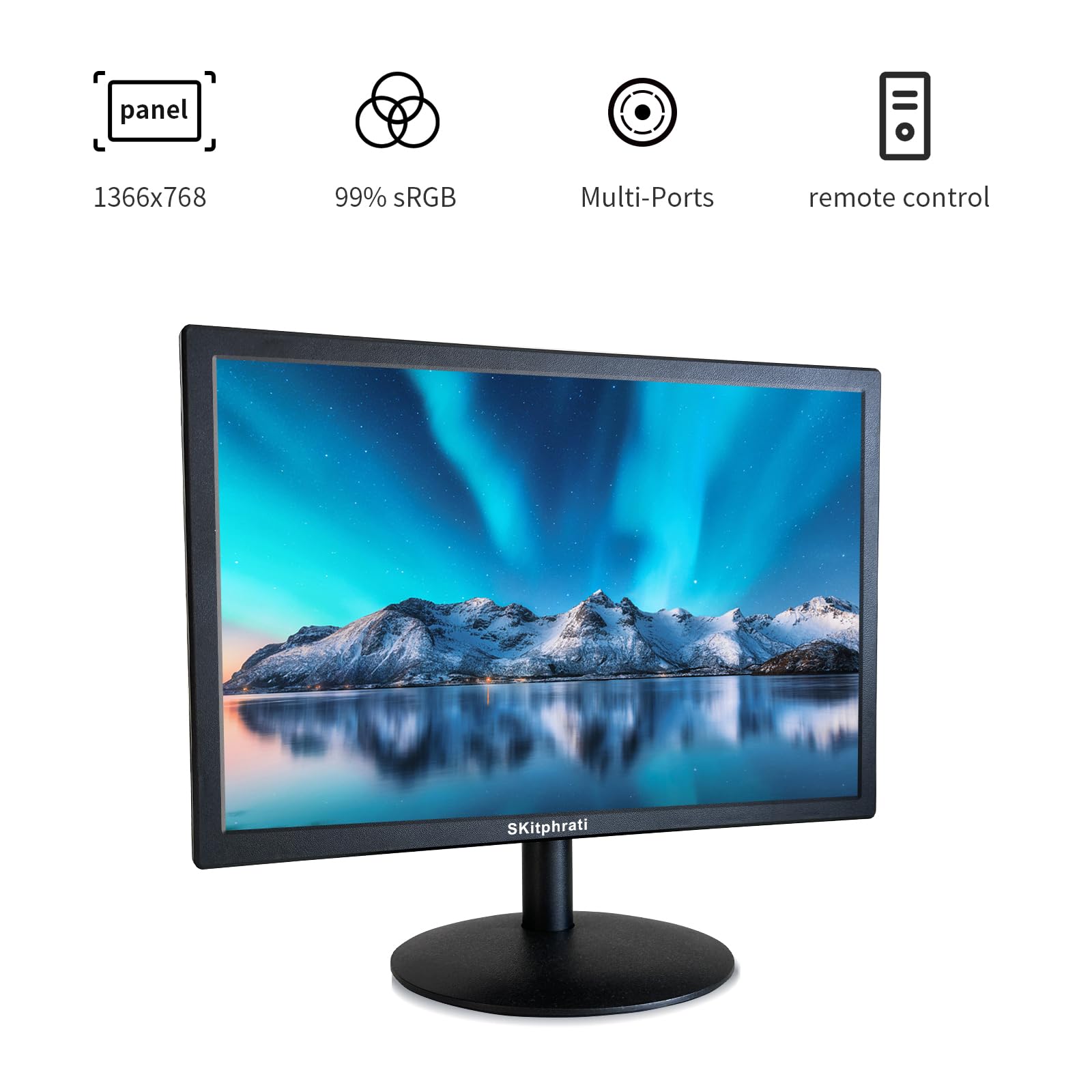 Skitphrati 15.6 Inch Small Pc Monitor, 1366X768 Screen Desktop Monitor With Hdmi Vga Bnc Ports, Vesa Mounting, Led Monitor For P