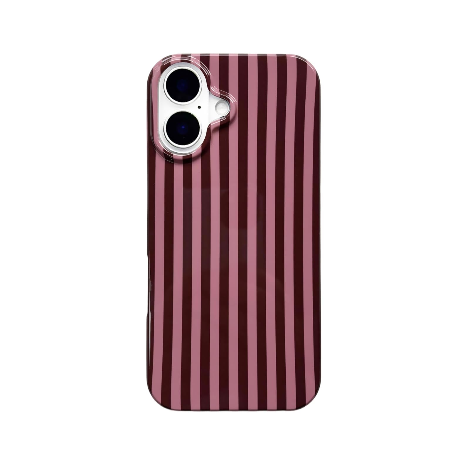 Reezaddin Dark Brown Striped Phone Case for iPhone 16,Cute Aesthetic Retro Vertical Line Stripes Pattern Protective Trendy Cover