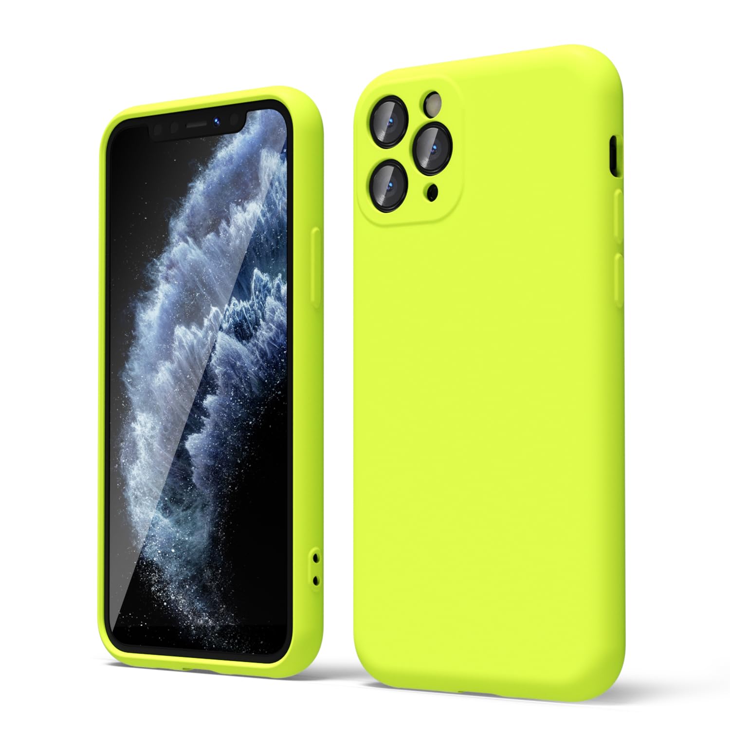 Oakxco For Iphone 11 Pro Phone Case Liquid Silicone, Neon Bright Solid Color, Thin Slim Soft Rubber Gel Matte Tpu Plain Simple C