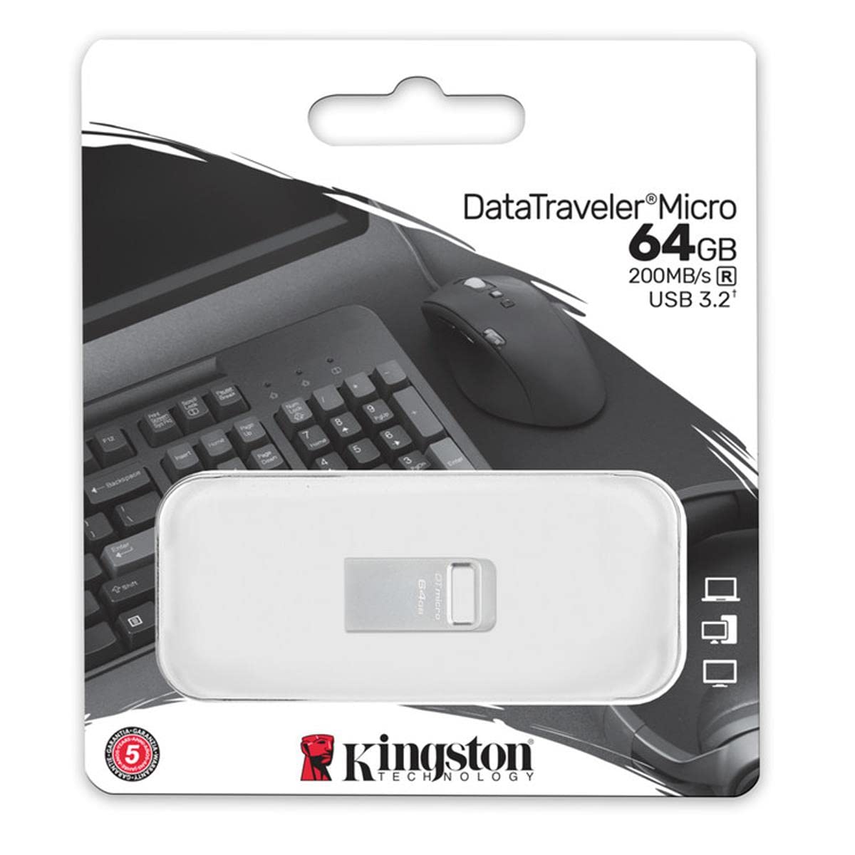 Kingston Datatraveler Micro 64Gb Usb Flash Drive | Ultra-Small Premium Metal Design | Usb 3.2 Gen 1 | Speeds Up To 200Mb/S | Dtm