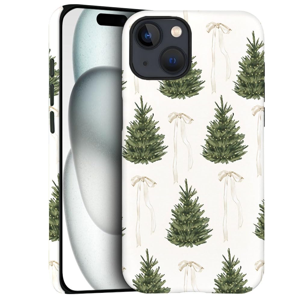 Case for iPhone 13 - Slim Fit Anti-Scratch Phone Case for Girl Women - Christmas Tree Green Pattern (Frosted)