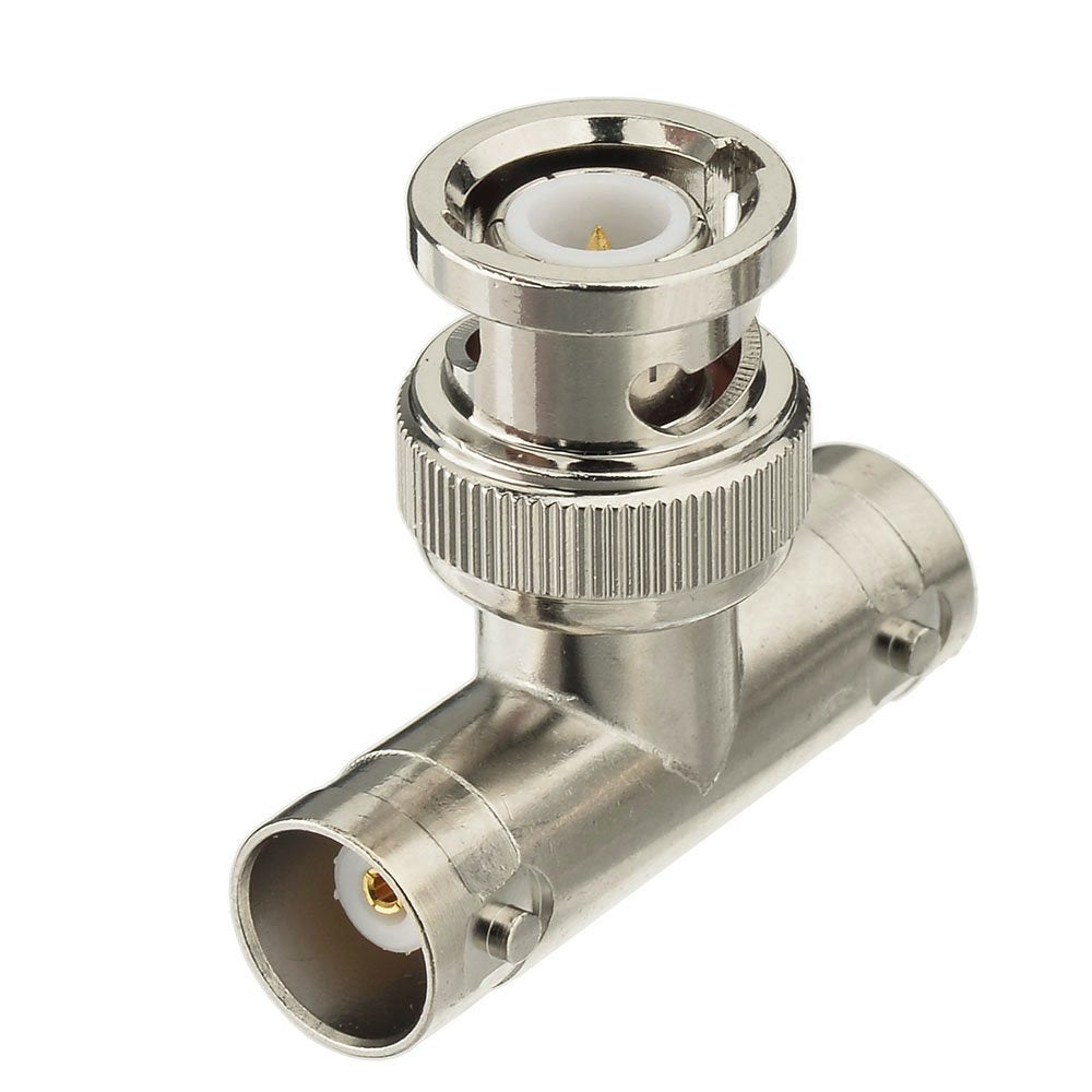 Eightwood Bnc Tee Adapter 2 Pack, Bnc Male To Dual Bnc Female Connector 3 Way Video Splitter For Cctv Security Cameras