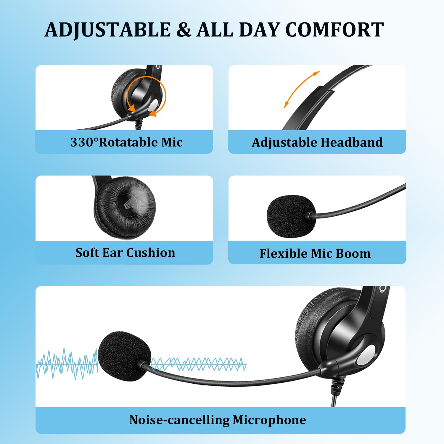 Callez Usb Headset With Microphone For Pc Ultra Comfort Usb Headphone With Noise Cancelling Microphone For Laptop Computer Mac Business Skype Webinar Office Remote Work