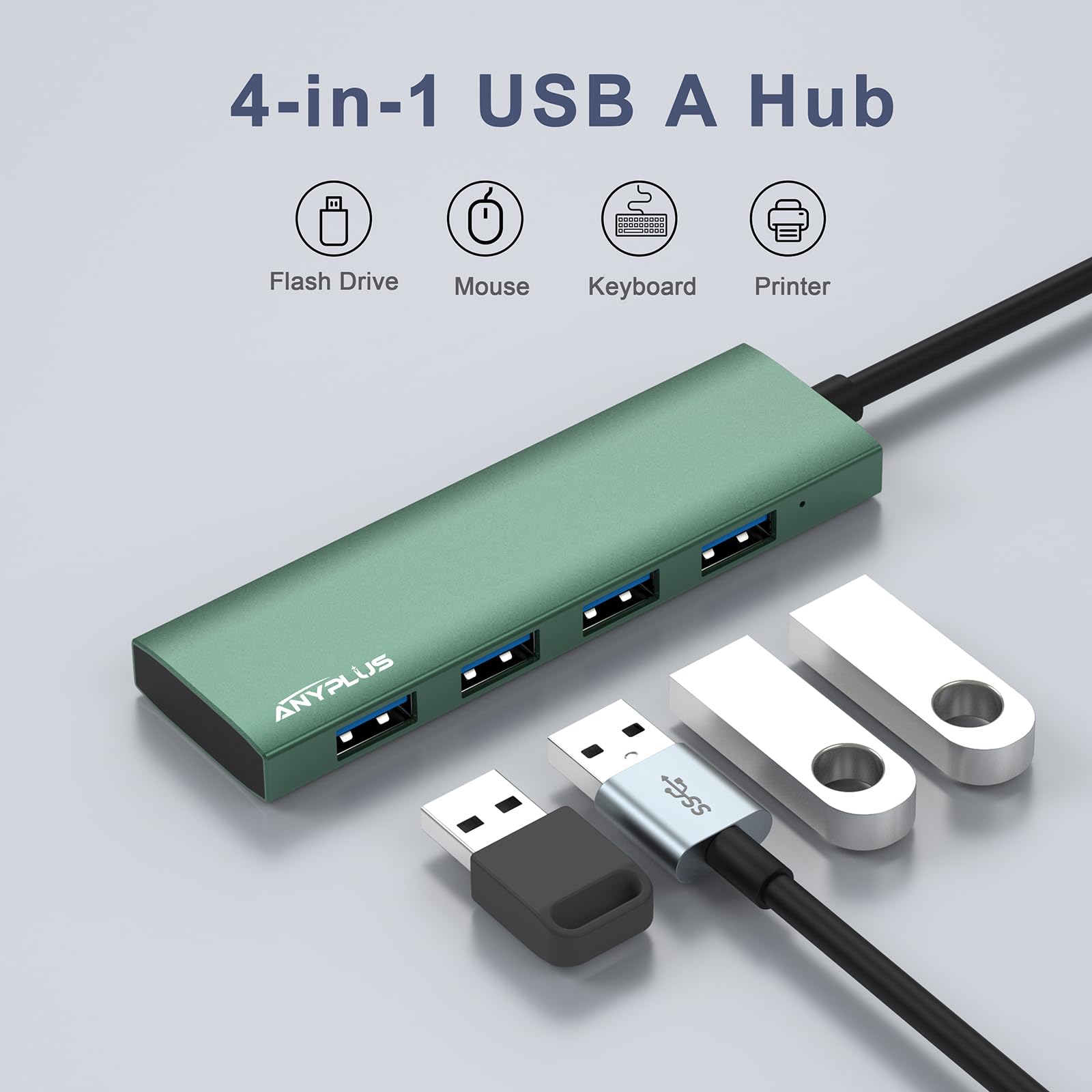 Anyplus Usb Hub, Usb 3.0 Hub Aluminum Alloy Ultra Slim Usb Splitter, Portable 4 Port Usb Extender, Usb Hub For Laptop, Pc, Macbo
