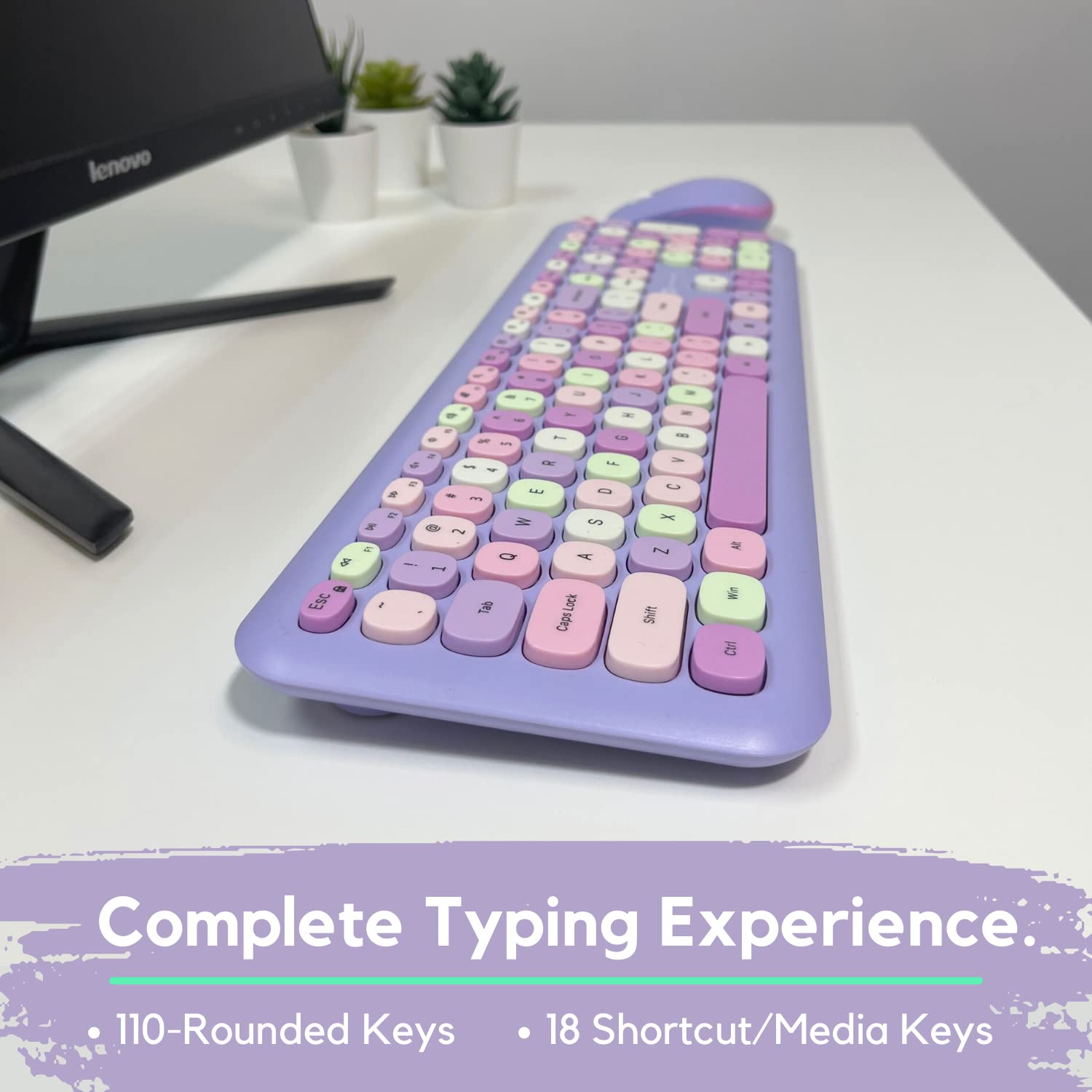 X9 Purple Keyboard And Mouse Wireless Colorful   Transform Your Space With 2.4G Aesthetic Cute Keyboard And Mouse Combo Retro For Pc Computer And Laptop