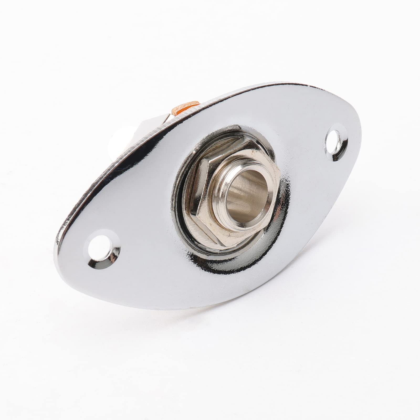 Chrome 1/4Inches (6.35Mm) Guitar Bass Oval Jack Plate Socket Pickup Output Input Indented