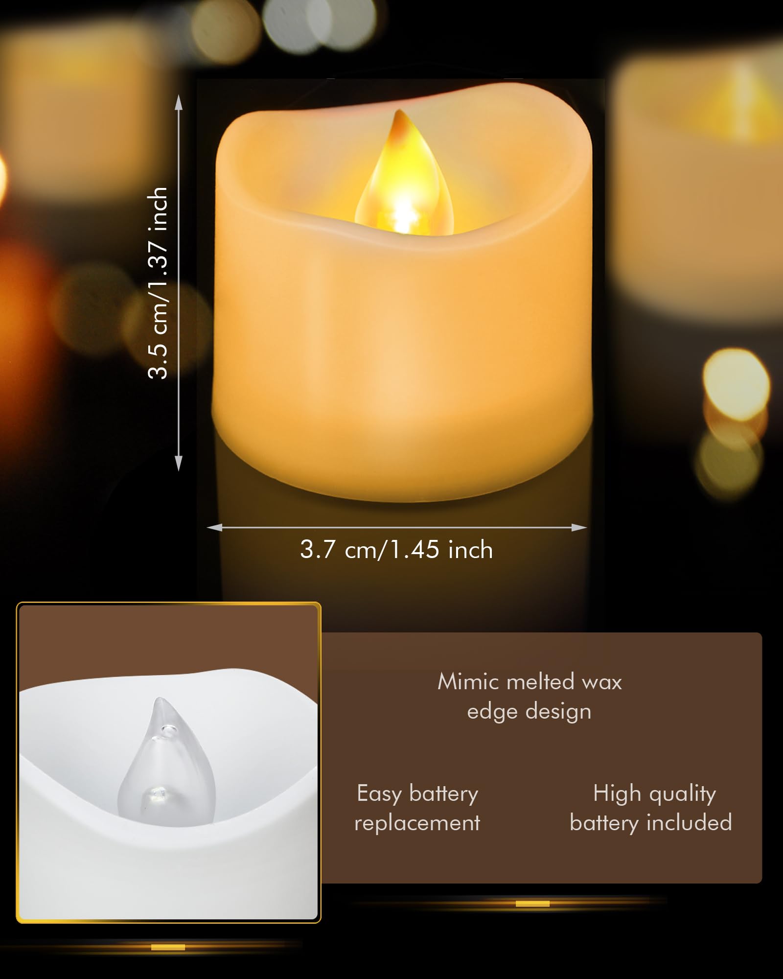 Hortsun 120 Pieces Flameless Tea Lights Candles Longer Battery Operated Votive Led Candles Flickering Romantic Tealights For Sea