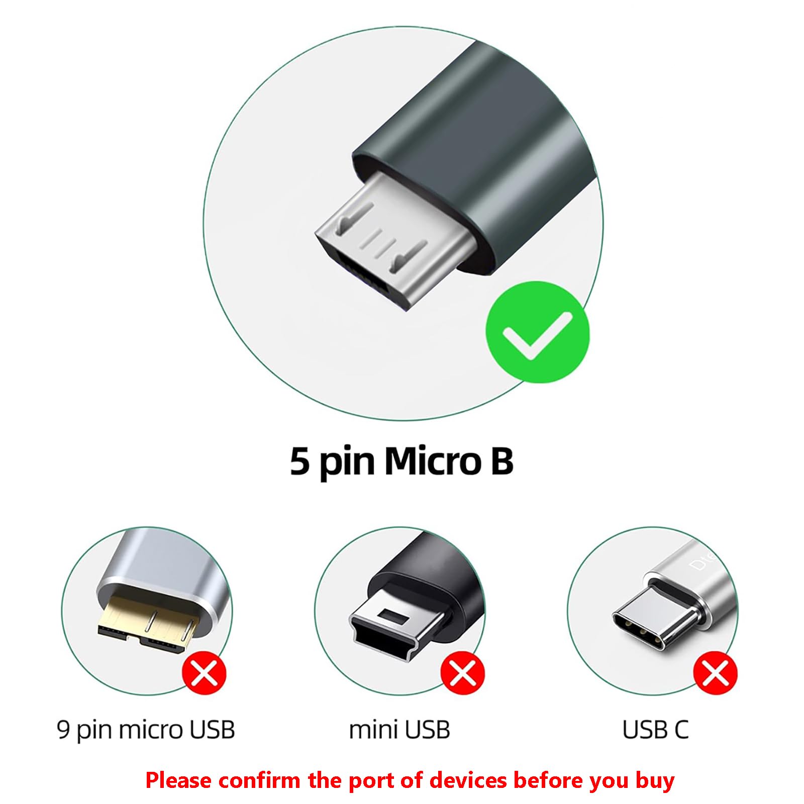 Nylon Braided Short Usb C To Micro Usb Cable 0.2M/0.65 Ft, Usb Type C To Micro Usb Charger Cable Supports Otg, 2.4A Charging, 48