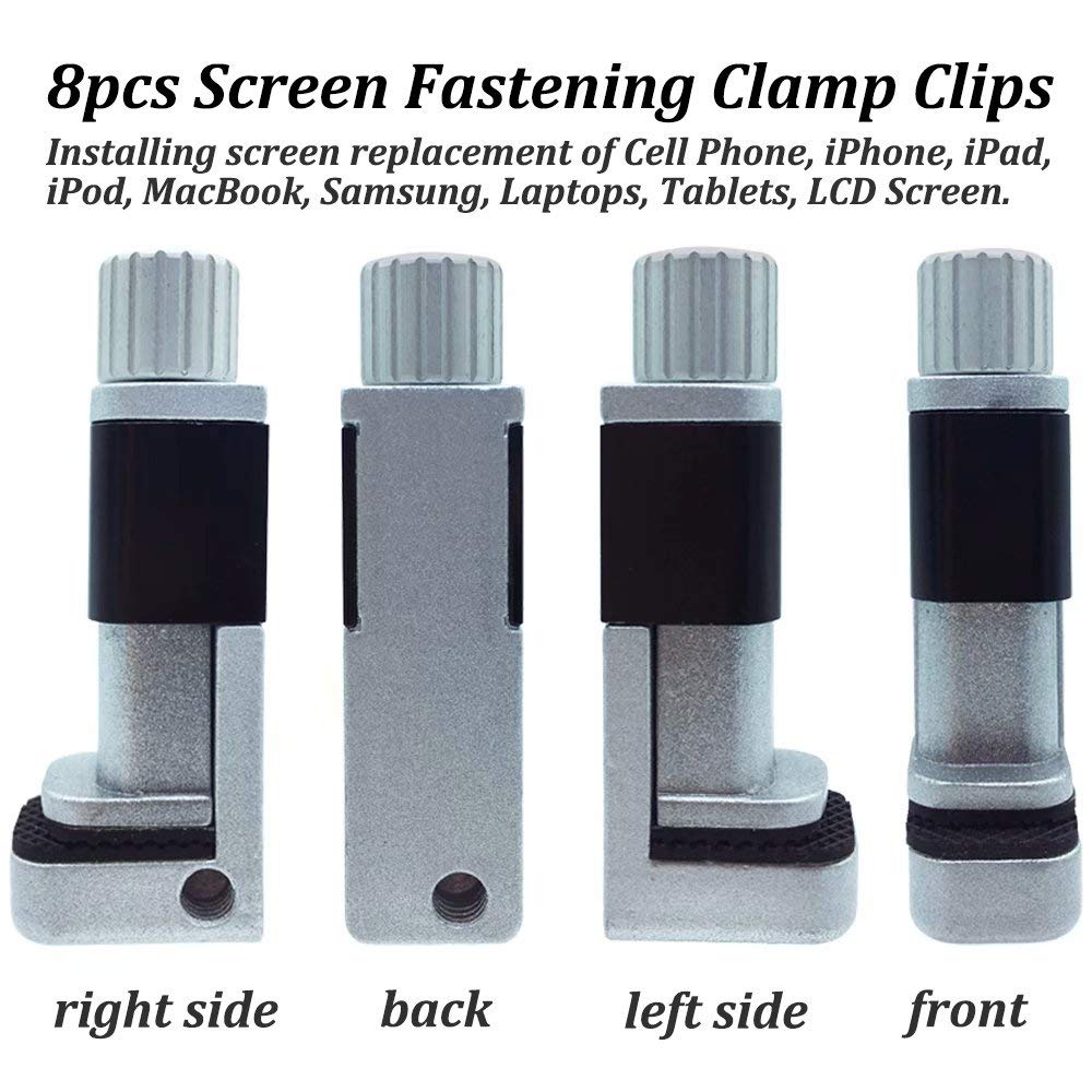 8Pcs Phone Screen Repair Clamp With Protective Rubber Pad, Not Scratch On Screen, Adjustable Fastening Clamp Clip Compatible Wit