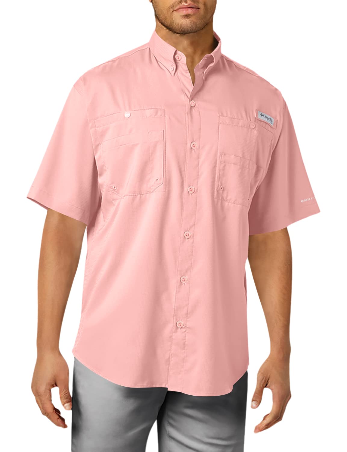 Columbia Mens Size Pfg Tamiami Ii Upf 40 Short Sleeve Fishing Shirt, Sorbet, Large Tall
