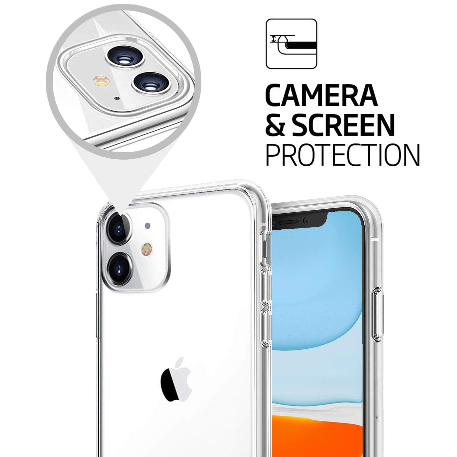 Tenoc Phone Case Compatible With Iphone 11, Clear Case Shockproof Protective Bumper Slim Cover For 6.1 Inch