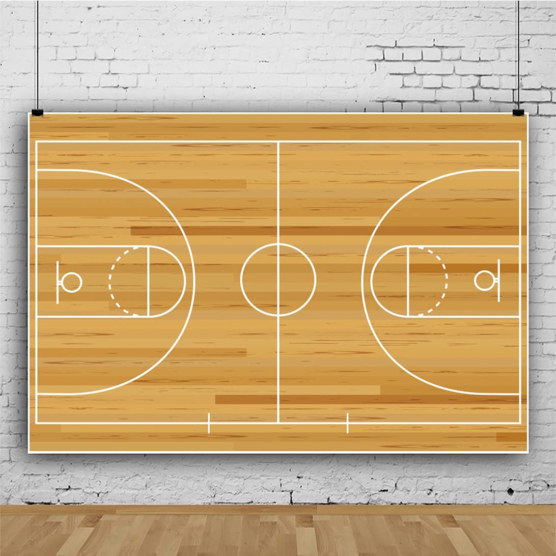 Haoyiyi 5X3Ft Basketball Backdrop Overlooking Basketball Court Sports Stadium Match Club Photography Background Happy Birthday T