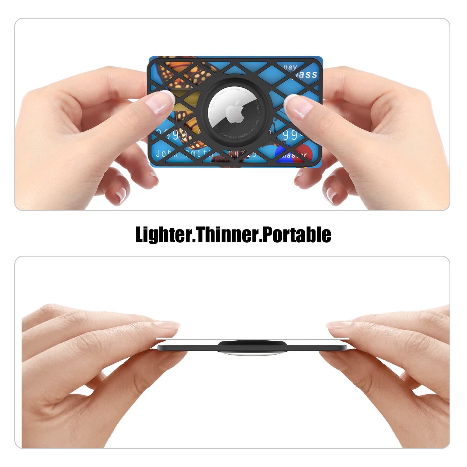 Supfine 2 Pack Airtag Holder Wallet, Slim Card Case Keychain For Apple Air Tag, 0.1 Inch Thickness Ultra Thin Air Tag Holder For