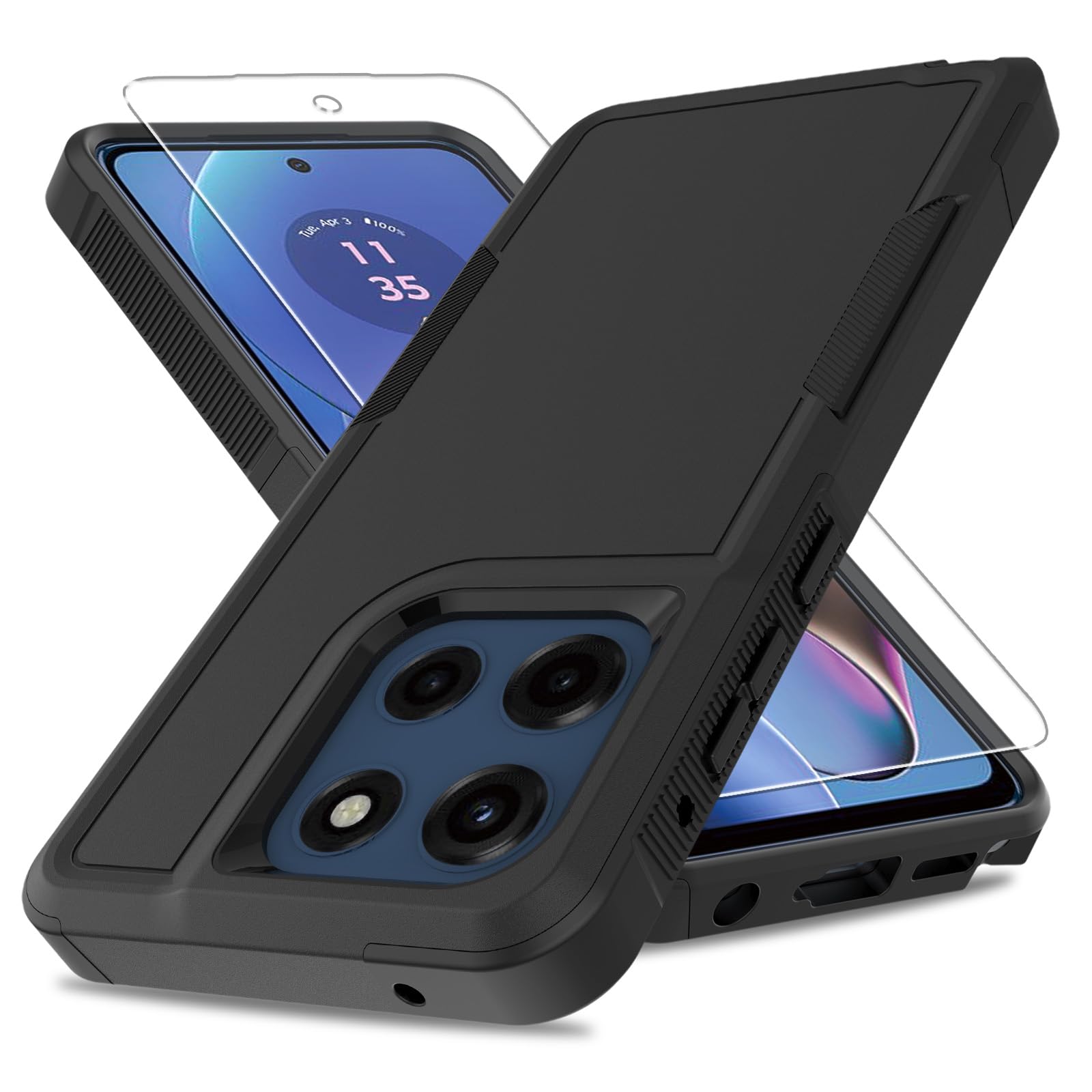 for Moto G Stylus 5G 2025 Case,[Military Grade Drop Tested] with Screen Protector,Dual Layer Protective Heavy Duty Cell Phone Co