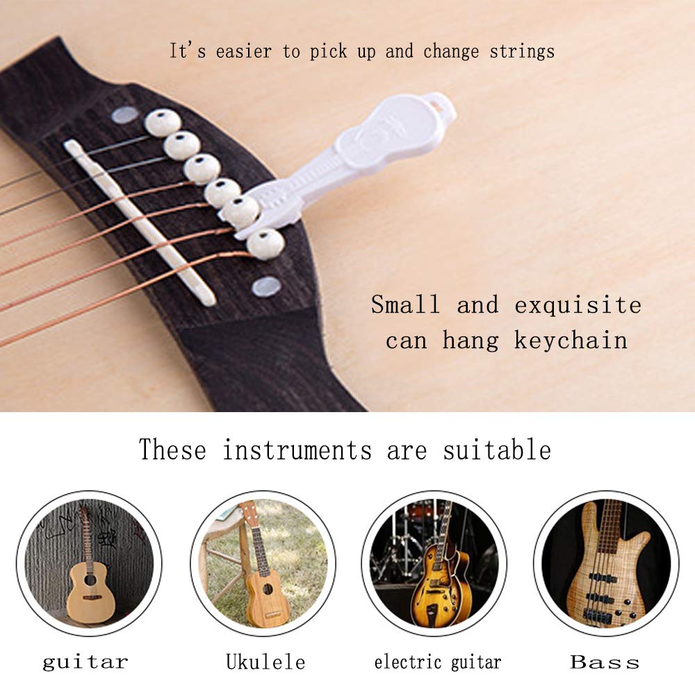 Kimlong Guitar Bridge Pins Set - 6 Pure Brass Endpins with Bridge Pin Puller & 5 Picks for Acoustic Guitars