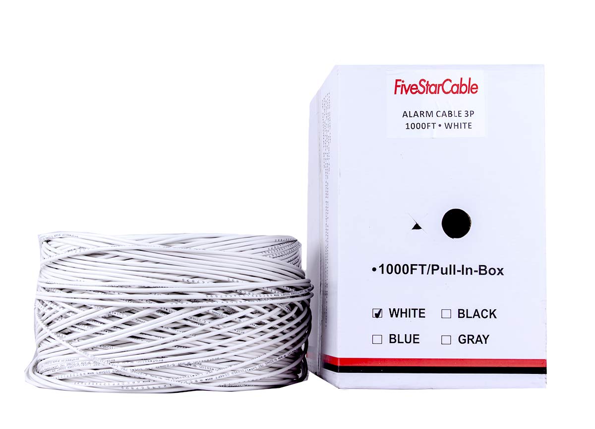 Fivestarcable 22 6 1000 Ft 22 Awg 6 Conductors Alarm Security Wire 22/6 22 6 Security Cable Alarm Audio Power Bulk Cable White